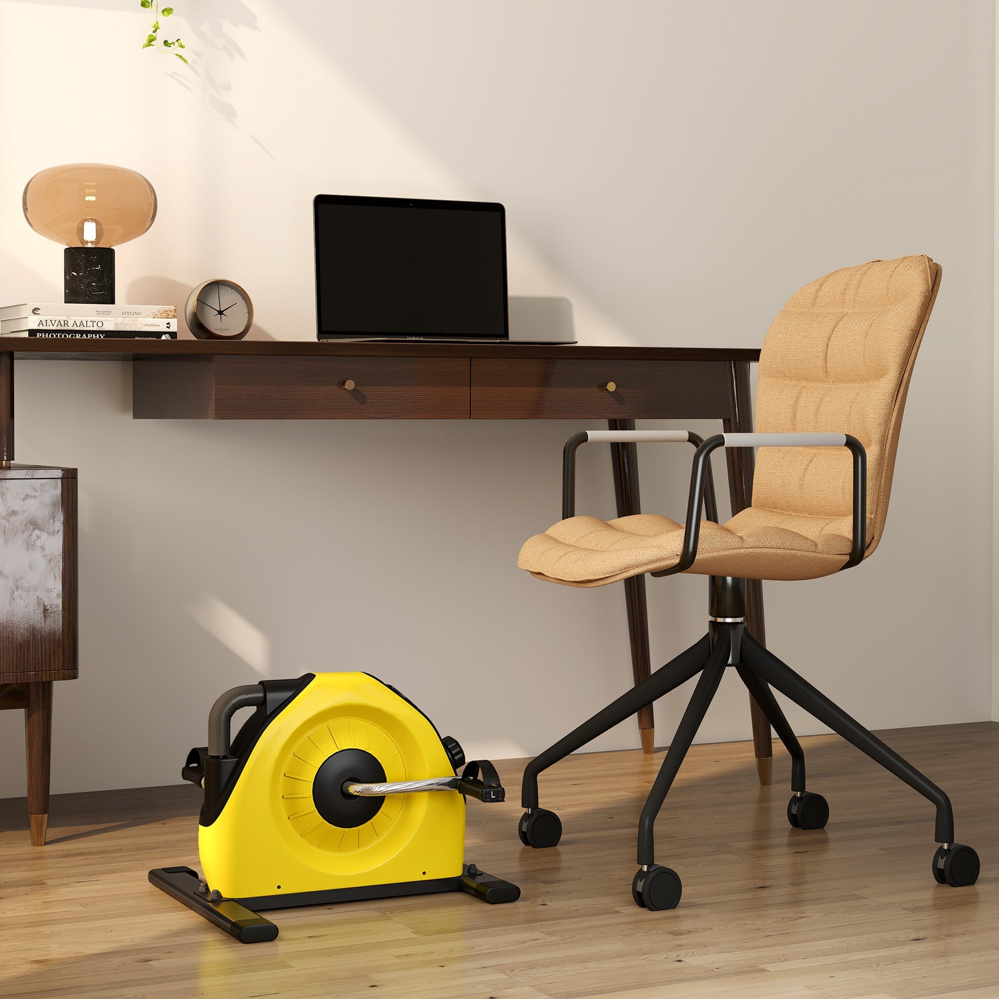 Portable Mini Exercise Bike with LCD Monitor for Rehabilitation Yellow