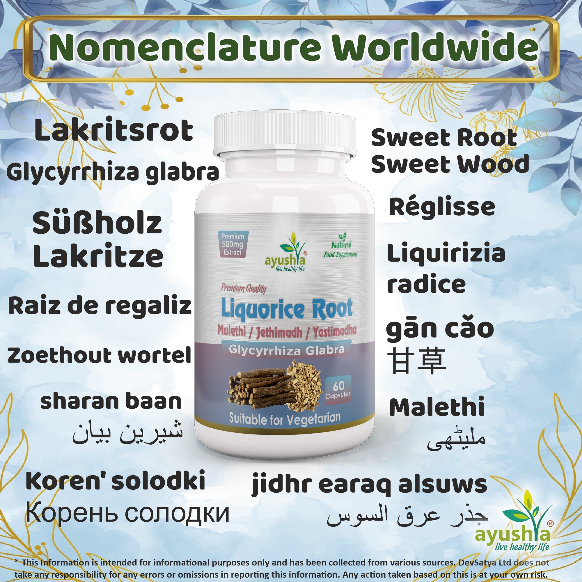 Liquorice Root Capsule (Yastimadhu - Mulethi - Jethimadh)
