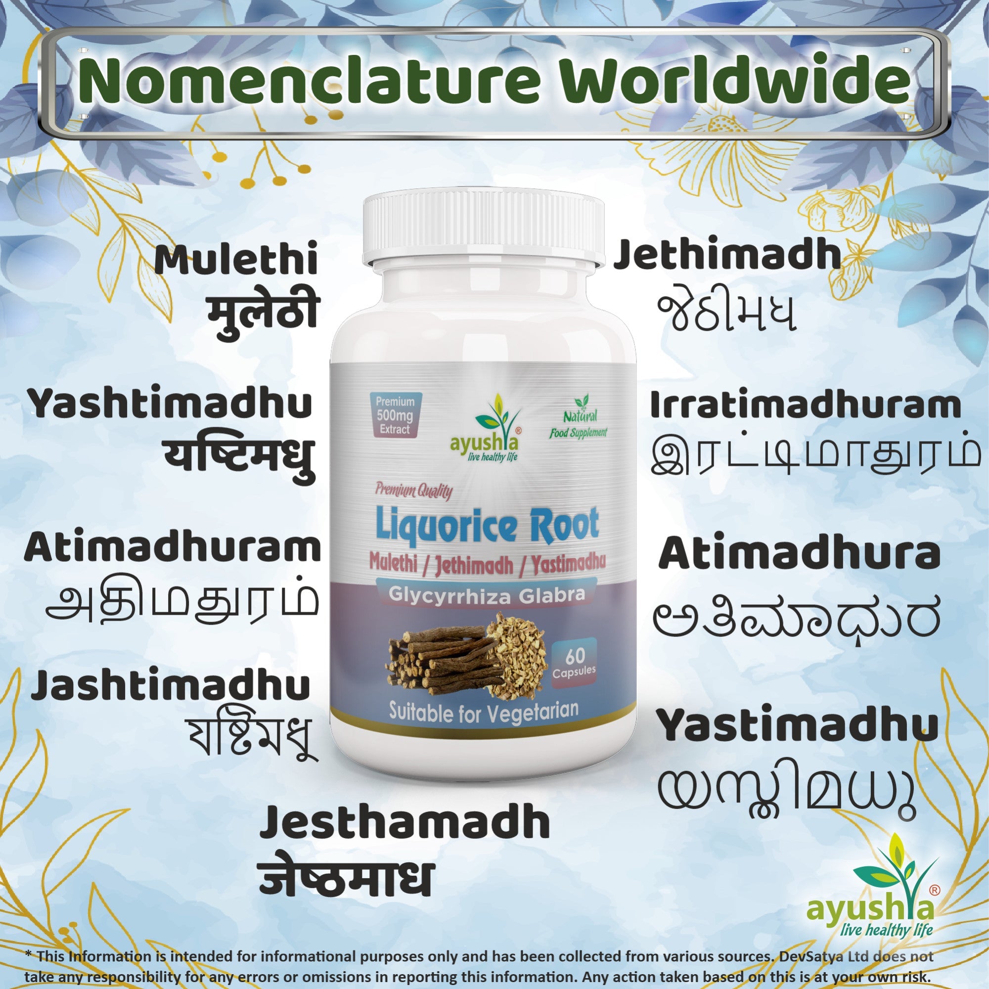 Liquorice Root Capsule (Yastimadhu - Mulethi - Jethimadh)