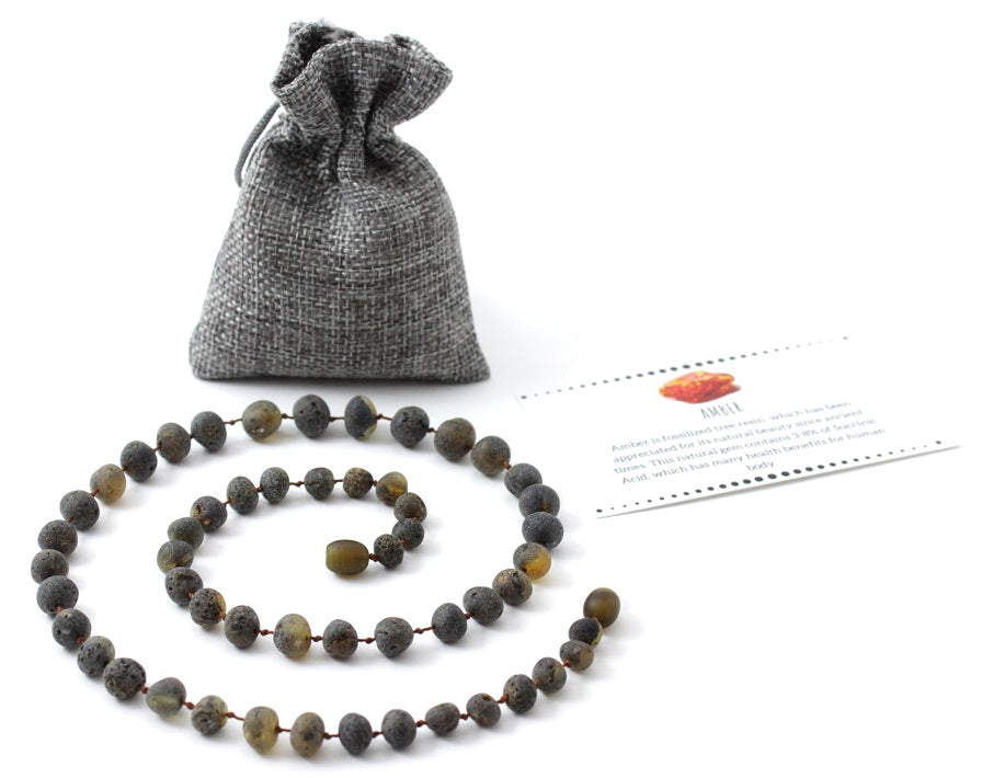 NBAR-5 Amber Healing Raw Green Necklace for Adults