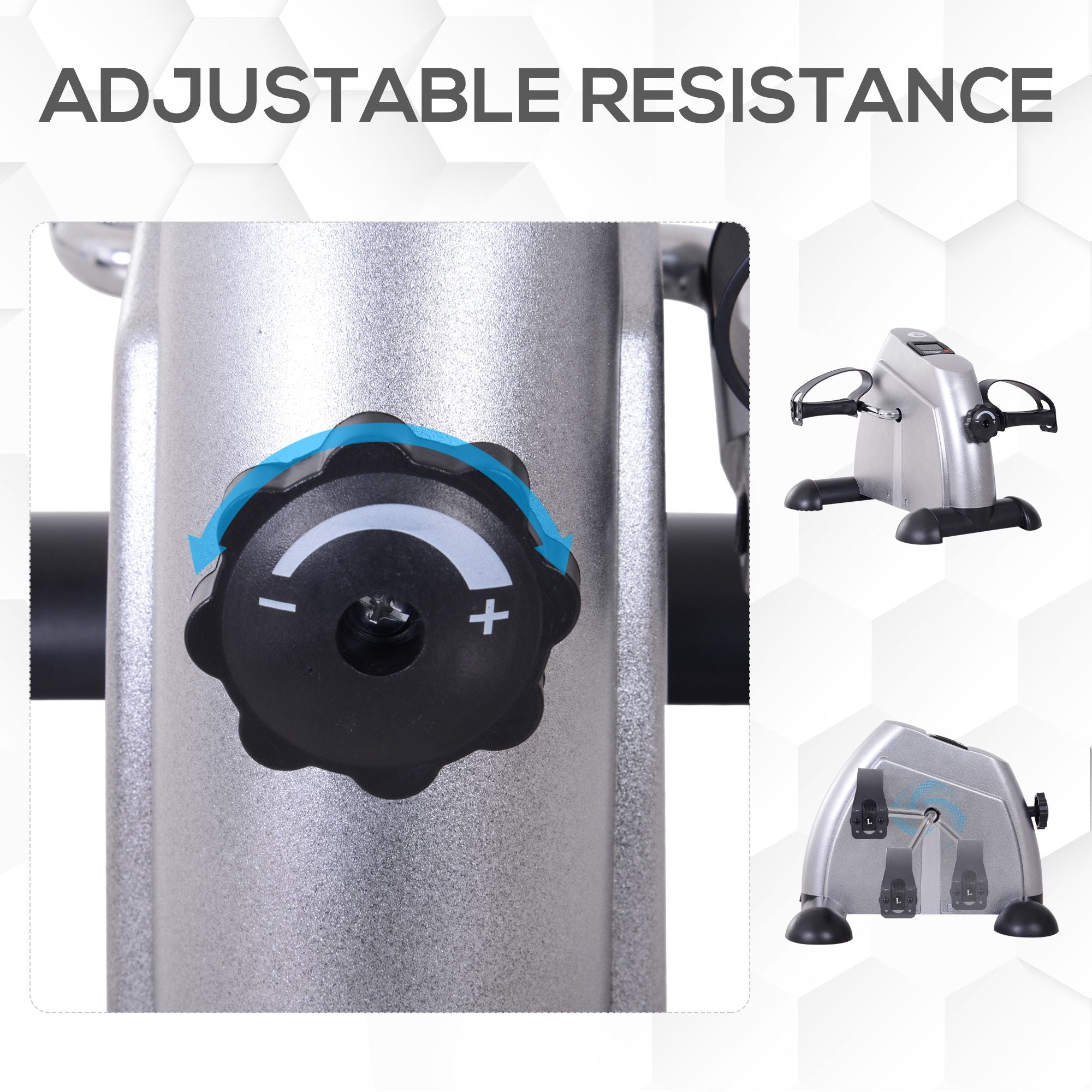 Mini Exercise Bike with LCD Display and Adjustable Resistance - Silver