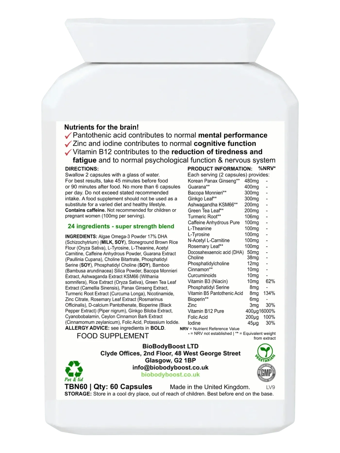 BioBrain - Natural Nootropics Supplement