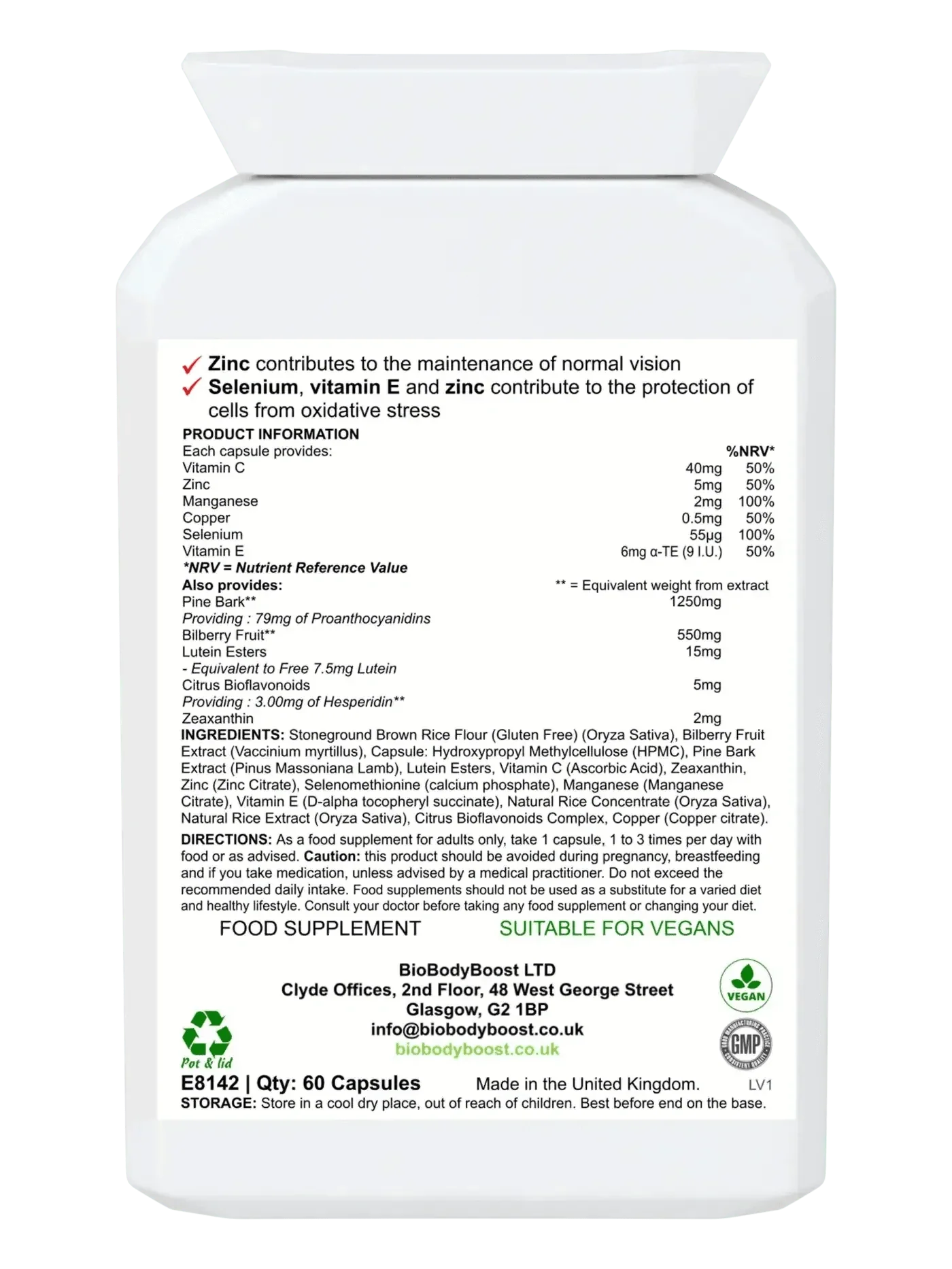 BioEyeNourish - Natural Vision Support Supplement with Bilberry & Lutein