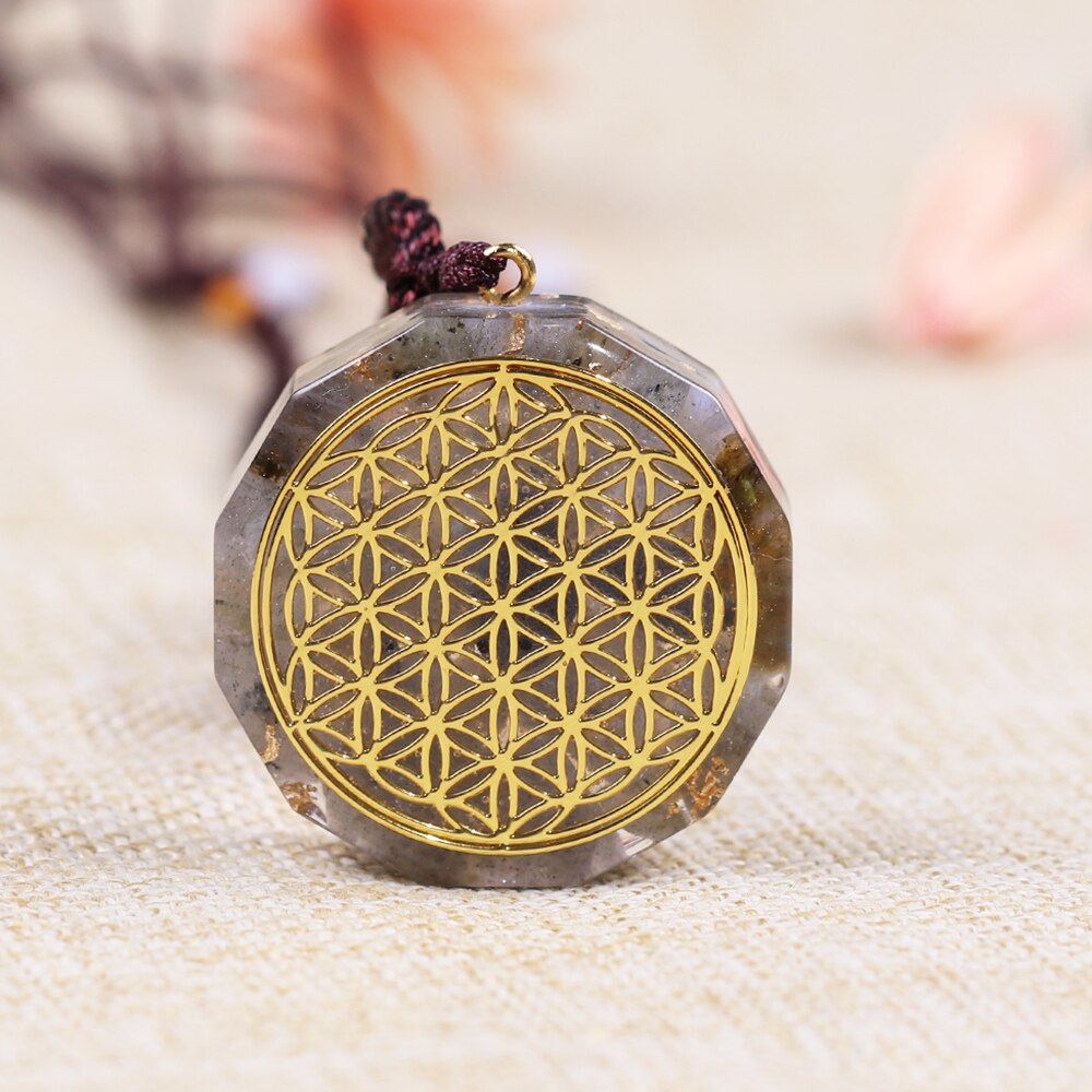 Orgone Pendant Energy Generator Chakra Healing Labradorite Orgonite Crystal Pendant Meditation Yoga Necklace