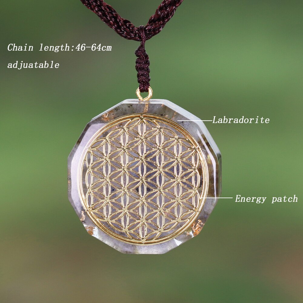 Orgone Pendant Energy Generator Chakra Healing Labradorite Orgonite Crystal Pendant Meditation Yoga Necklace