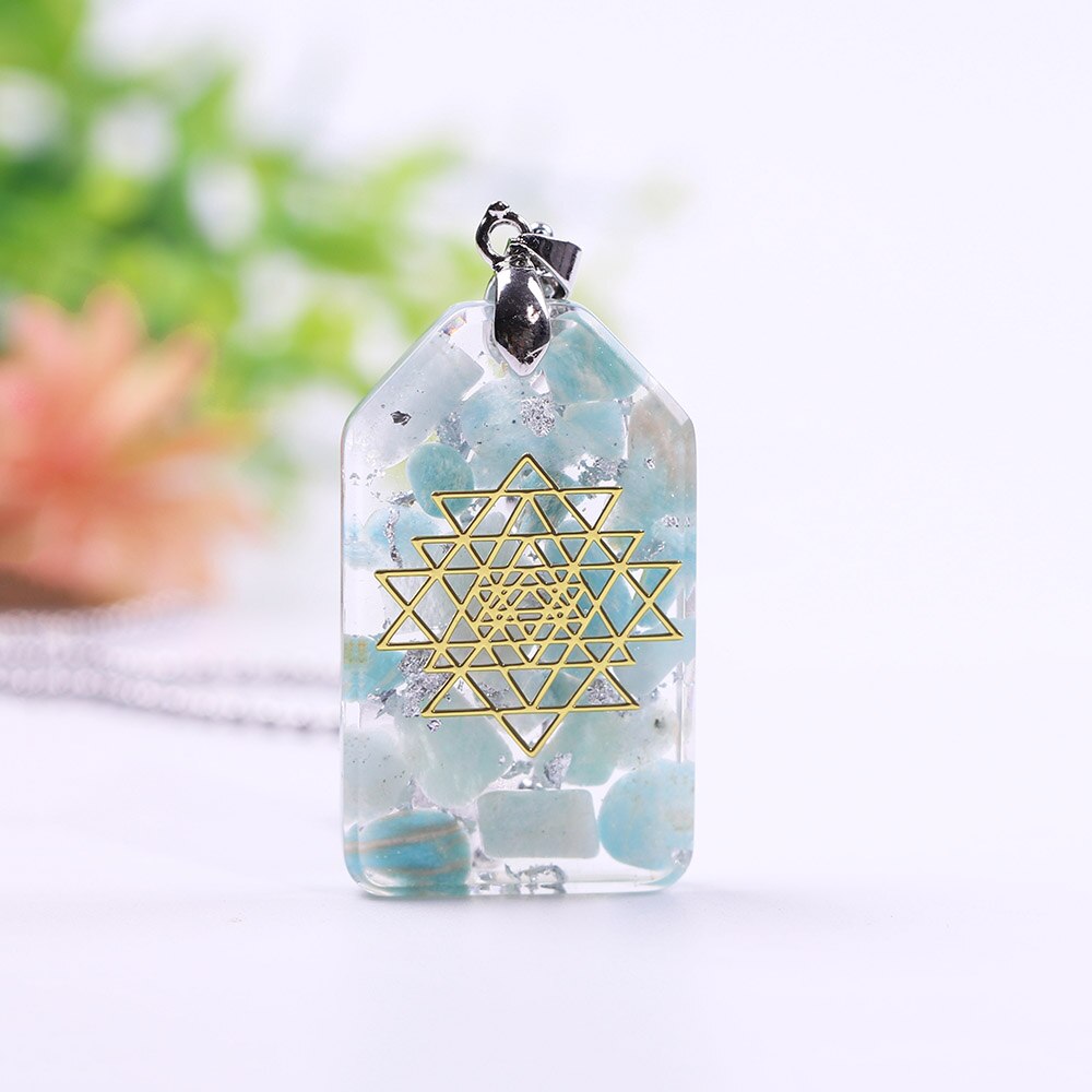 Orgonite Pendant Necklace Amazonite Natural Crystal Energy Chakra Jewelry Emf Protection Healing Orgone