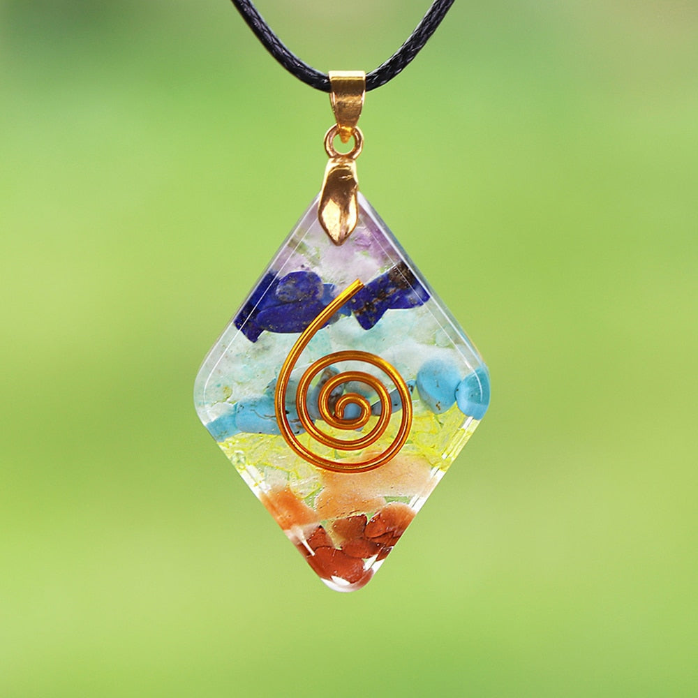 7 Chakra Rainbow Orgone Crystal Pendant For Strengthen Immune System Healing Crystal Pendant Energy Jewelry