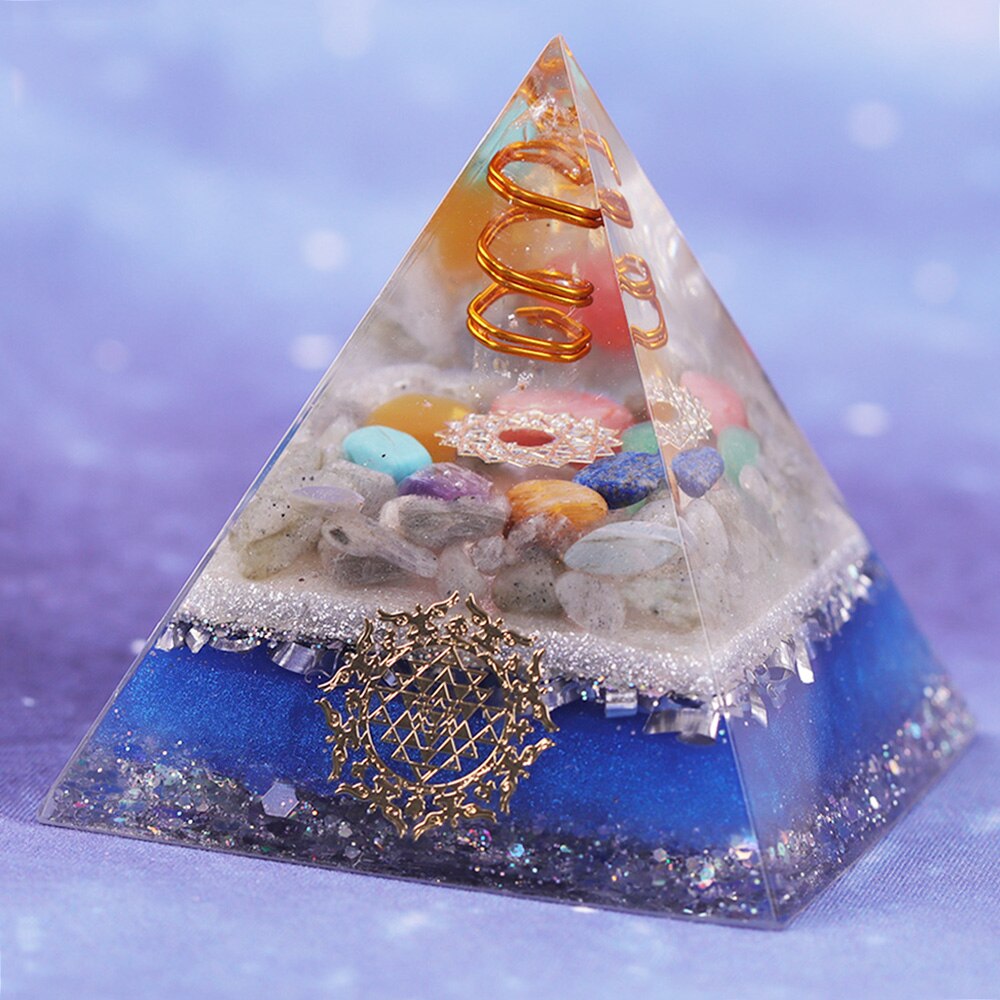Healing Orgonite Pyramid  Enhance Charm Value Energy Generator Healing Crystal Energy Converter Resin Orgone Stone Lucky Figurin