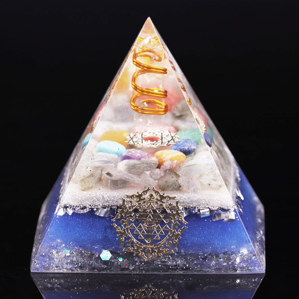 Healing Orgonite Pyramid  Enhance Charm Value Energy Generator Healing Crystal Energy Converter Resin Orgone Stone Lucky Figurin