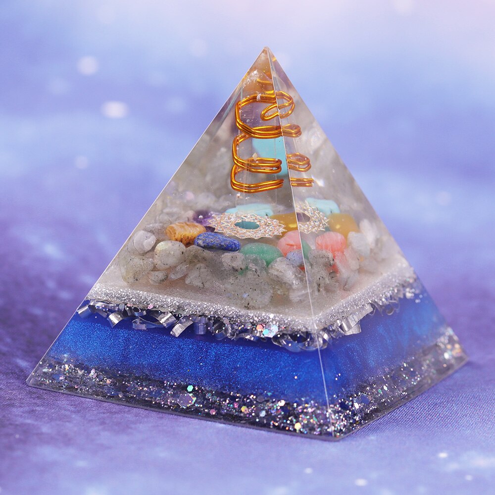 Healing Orgonite Pyramid  Enhance Charm Value Energy Generator Healing Crystal Energy Converter Resin Orgone Stone Lucky Figurin