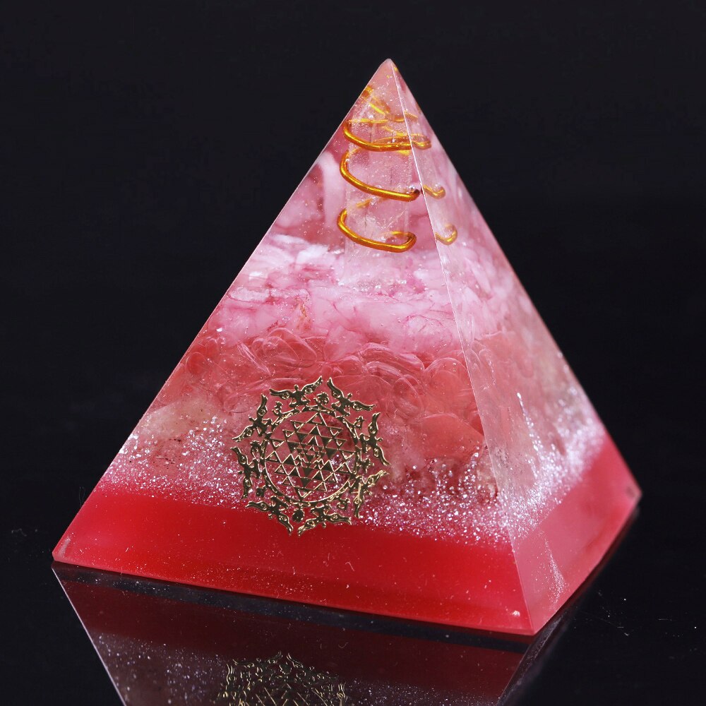 Orgonite Energy Generator Pyramid With Strawberry Crystal For Emf Protection Healing Calming Balance Meditation Aid