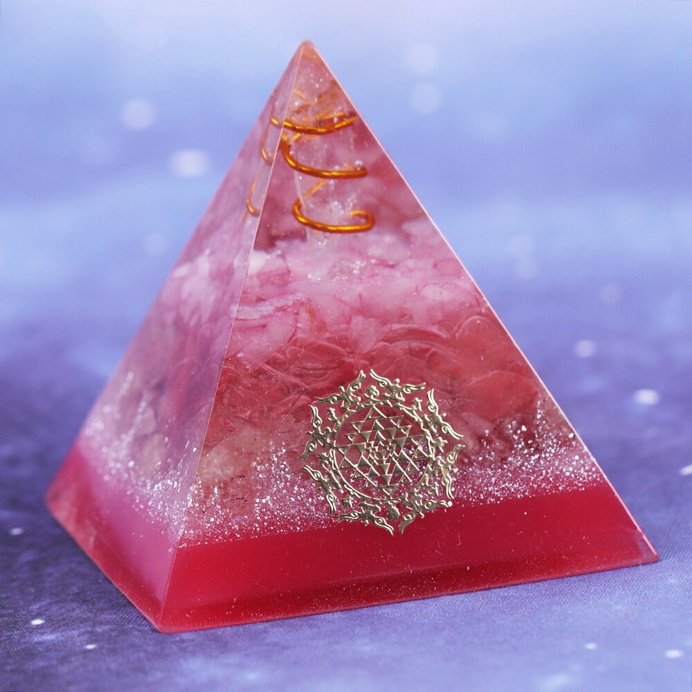 Orgonite Energy Generator Pyramid With Strawberry Crystal For Emf Protection Healing Calming Balance Meditation Aid
