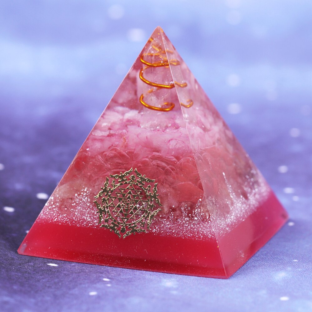 Orgonite Energy Generator Pyramid With Strawberry Crystal For Emf Protection Healing Calming Balance Meditation Aid