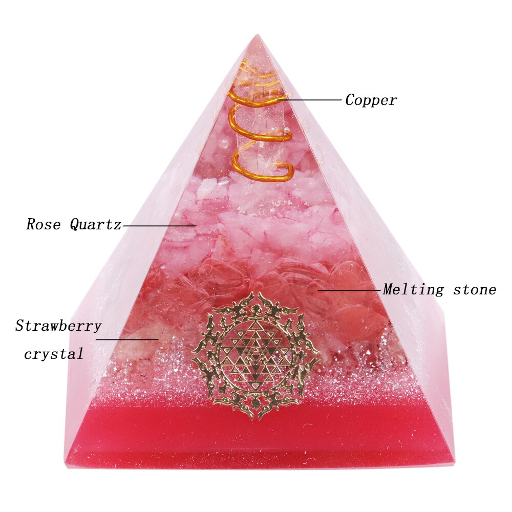 Orgonite Energy Generator Pyramid With Strawberry Crystal For Emf Protection Healing Calming Balance Meditation Aid
