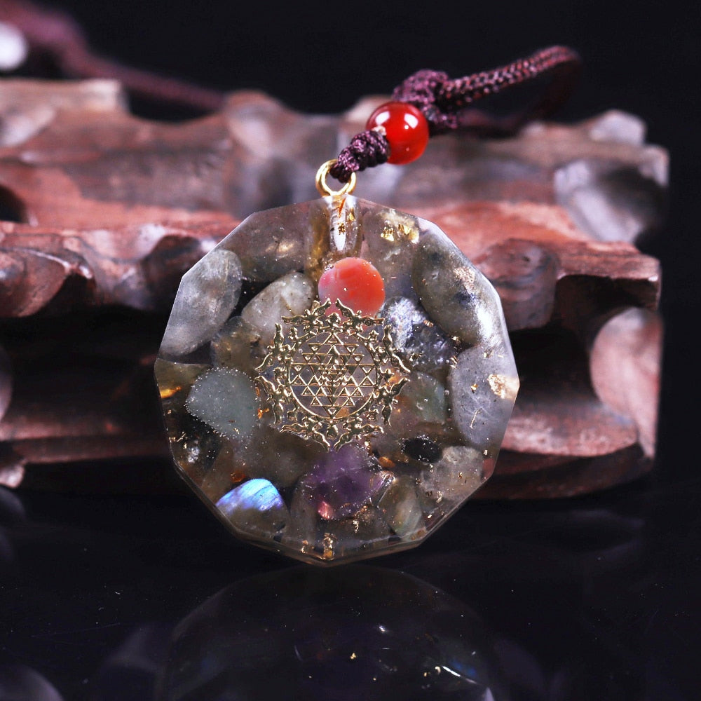 Handmade Orgone Pendant Labradorite Natural Crystal Energy Emf Protection Reiki Healing Orgonite Necklace Jewelry