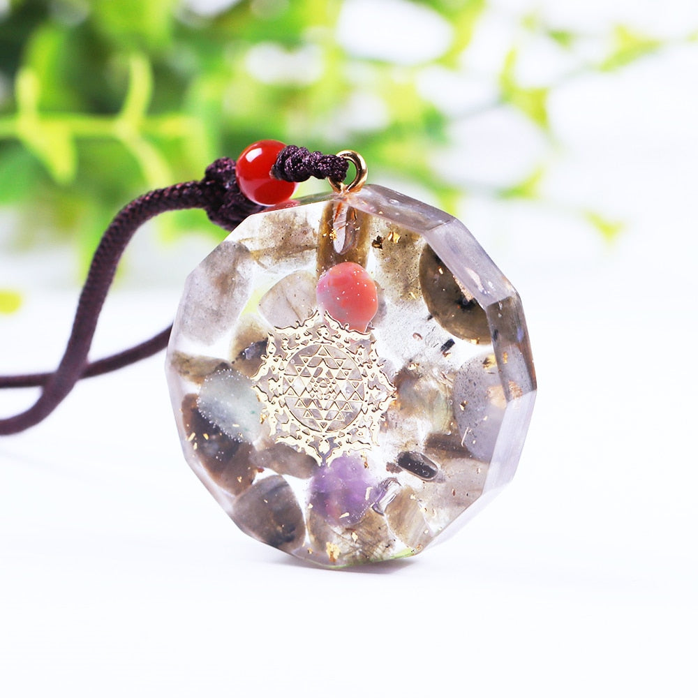 Handmade Orgone Pendant Labradorite Natural Crystal Energy Emf Protection Reiki Healing Orgonite Necklace Jewelry