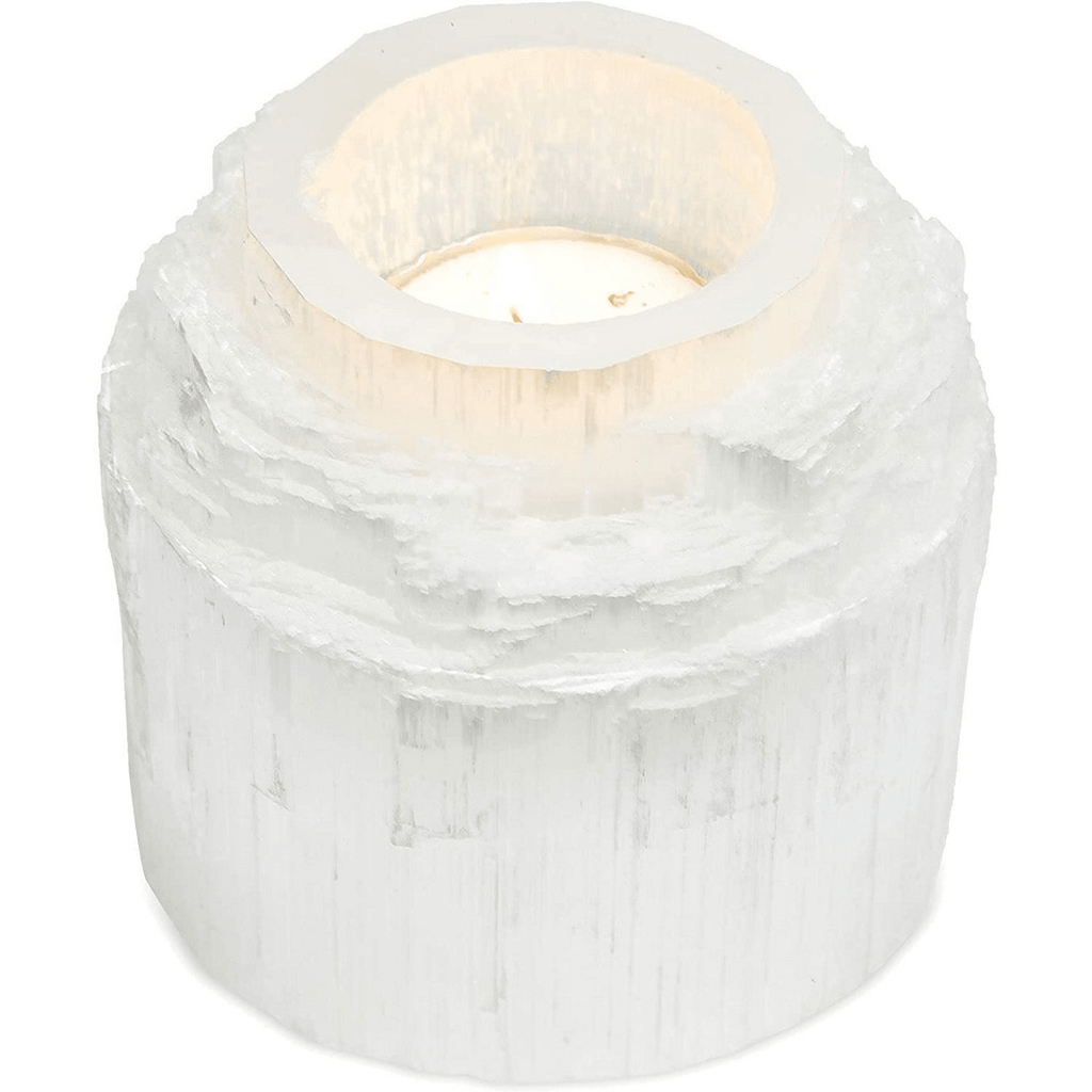 Selenite Crystal Tea Light Holder For Healing And Chakra Balance
