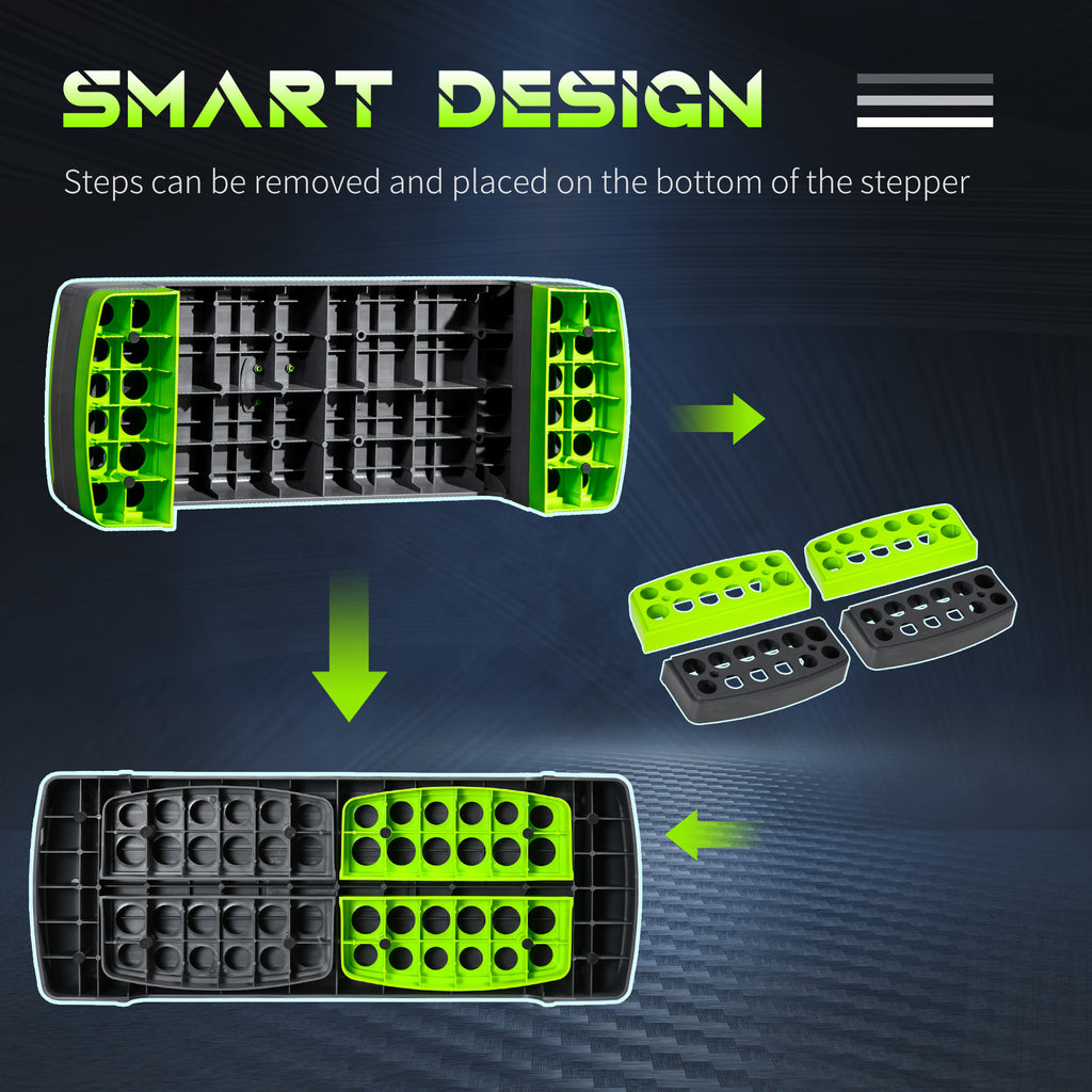 Aerobic Step with Adjustable Heights in Grey and Green by HOMCOM
