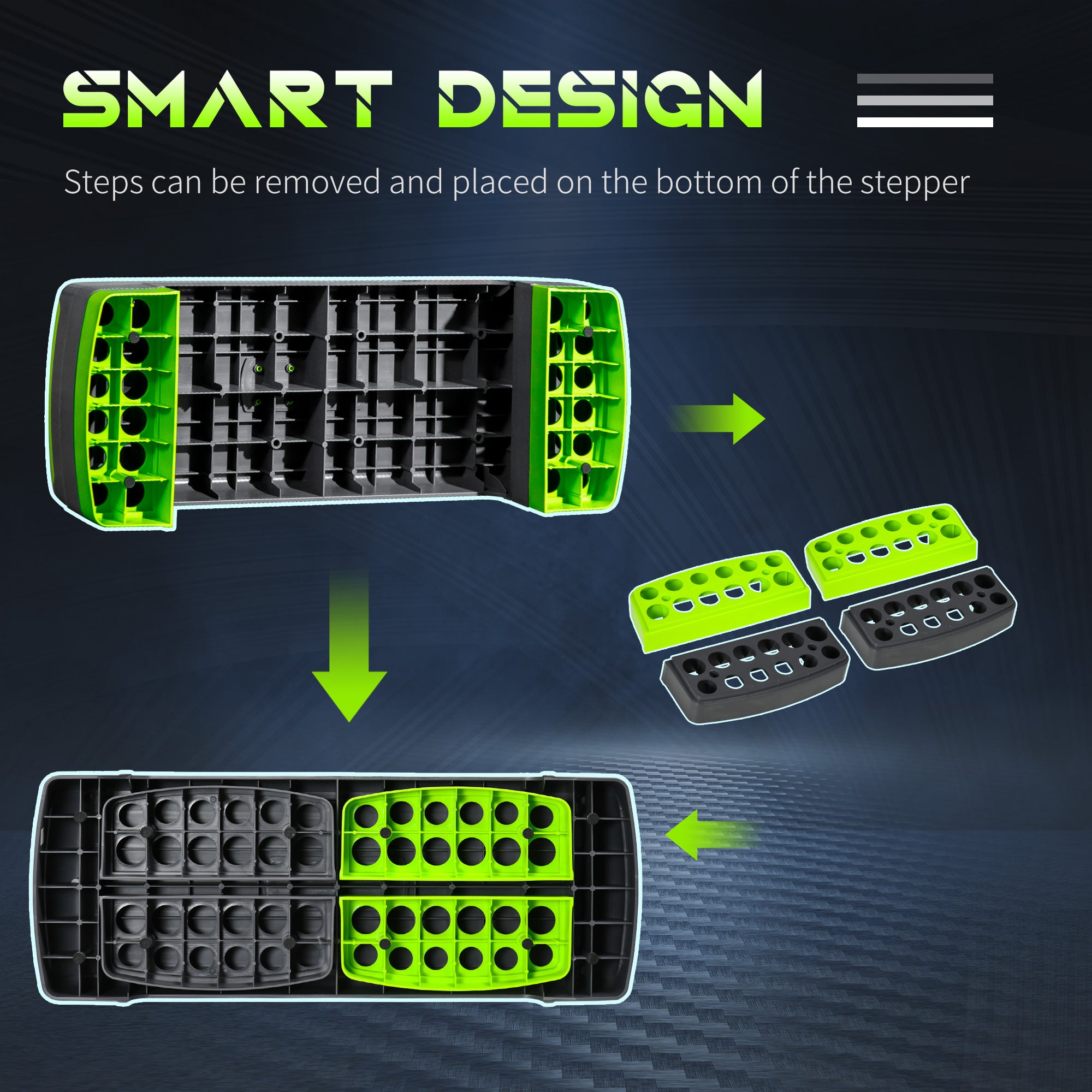 Aerobic Step with Adjustable Heights in Grey and Green by HOMCOM