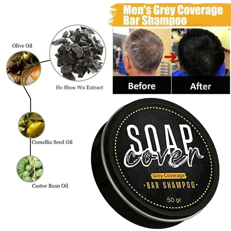 50g Black Hair Darkening Soap Shampoo Bar Natural