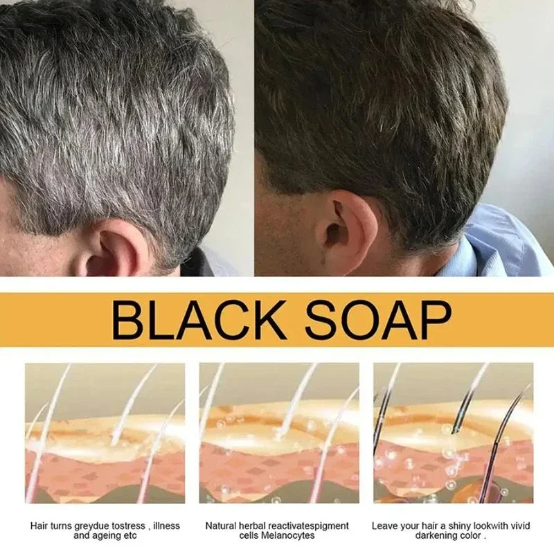 50g Black Hair Darkening Soap Shampoo Bar Natural