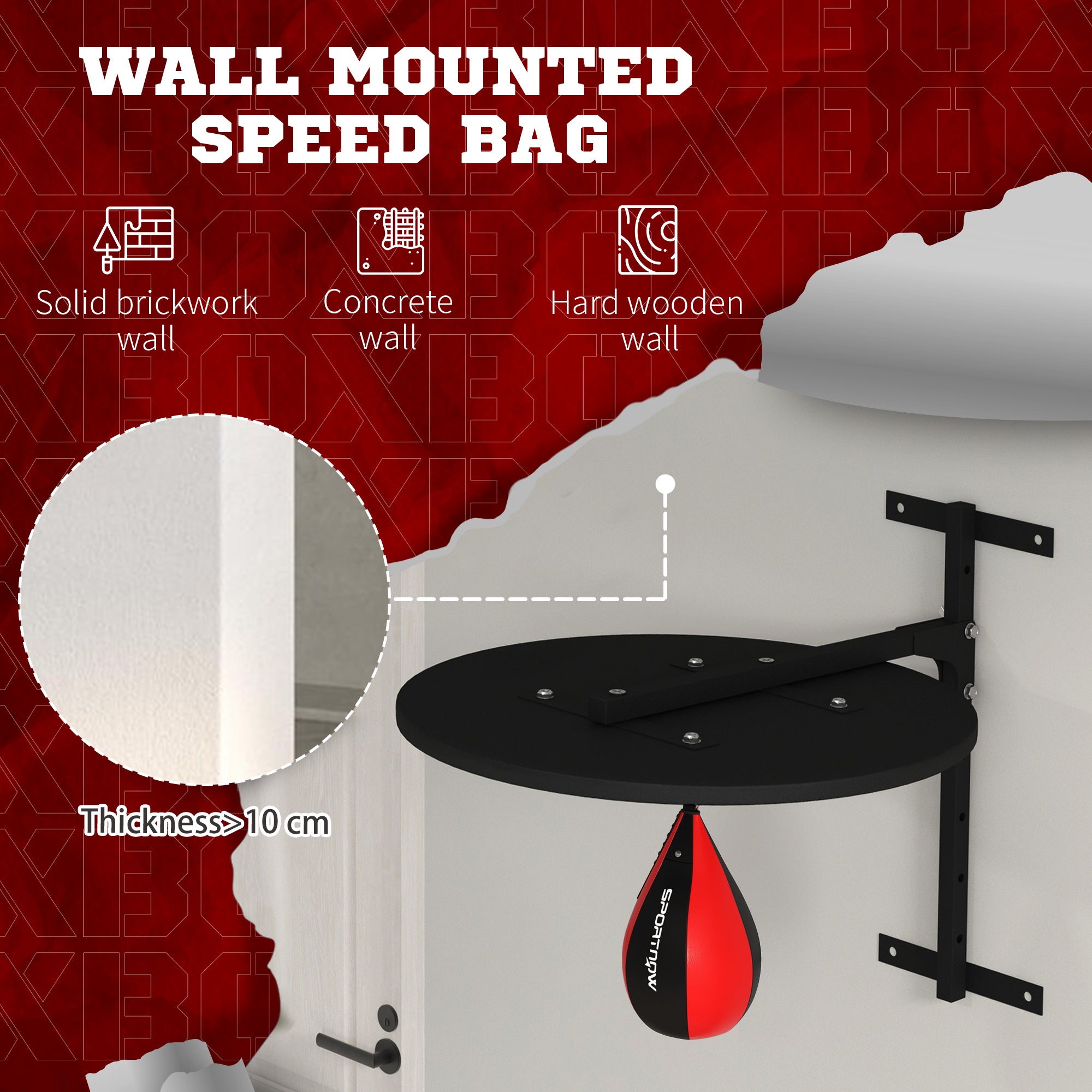 Wall Mounted Speed Bag Platform, Height Adjustable Punching Bag Training Kit | SPORTNOW