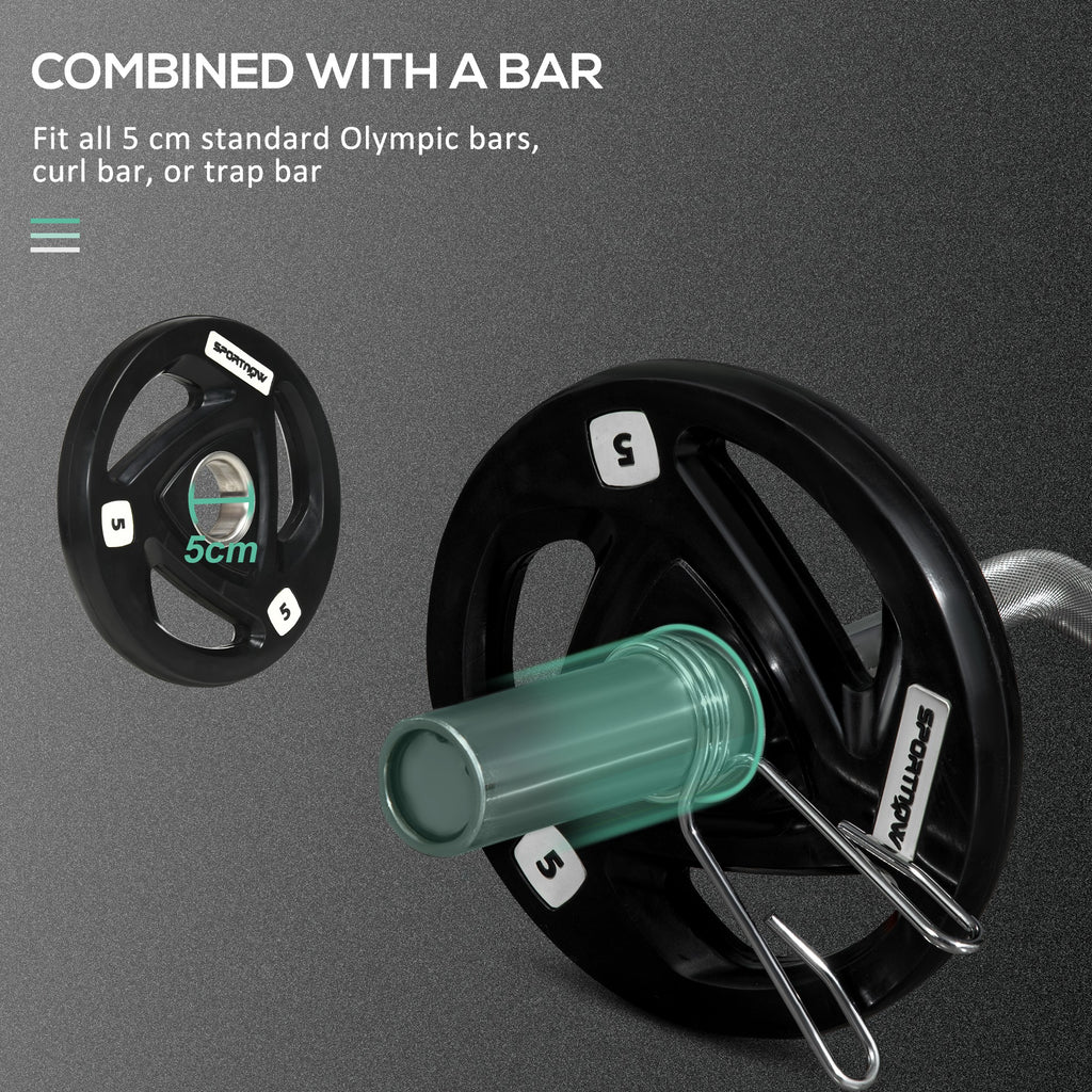 Tib Bar with 2 x 5kg & 2 x 10kg Olympic Weight Plates, Tibialis Trainer Calf Raise Machine for Shin Splints and Knee Pain Relief, for Home, Gym, Lifting and Strength Training by SPORTNOW