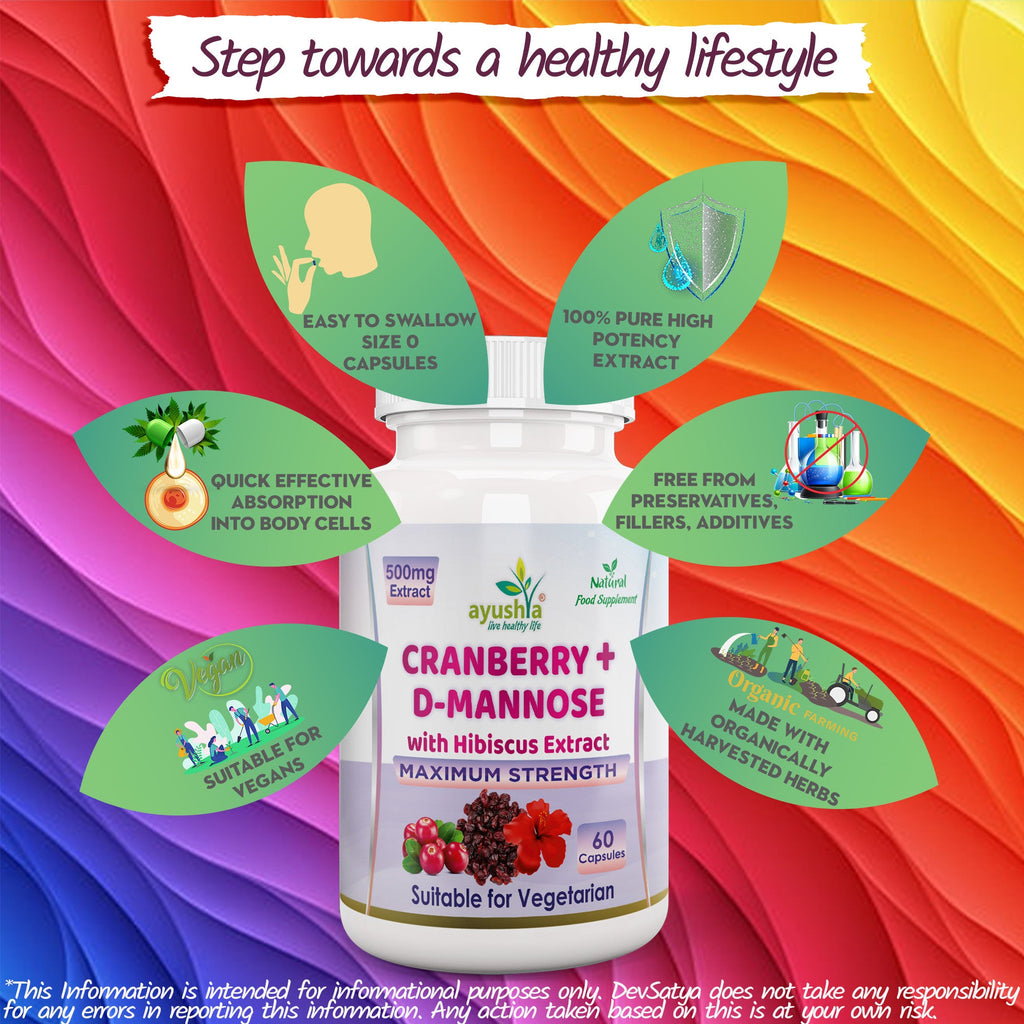 Cranberry D-Mannose with Hibiscus Extract Capsules UTI Bladder Support Cystitis