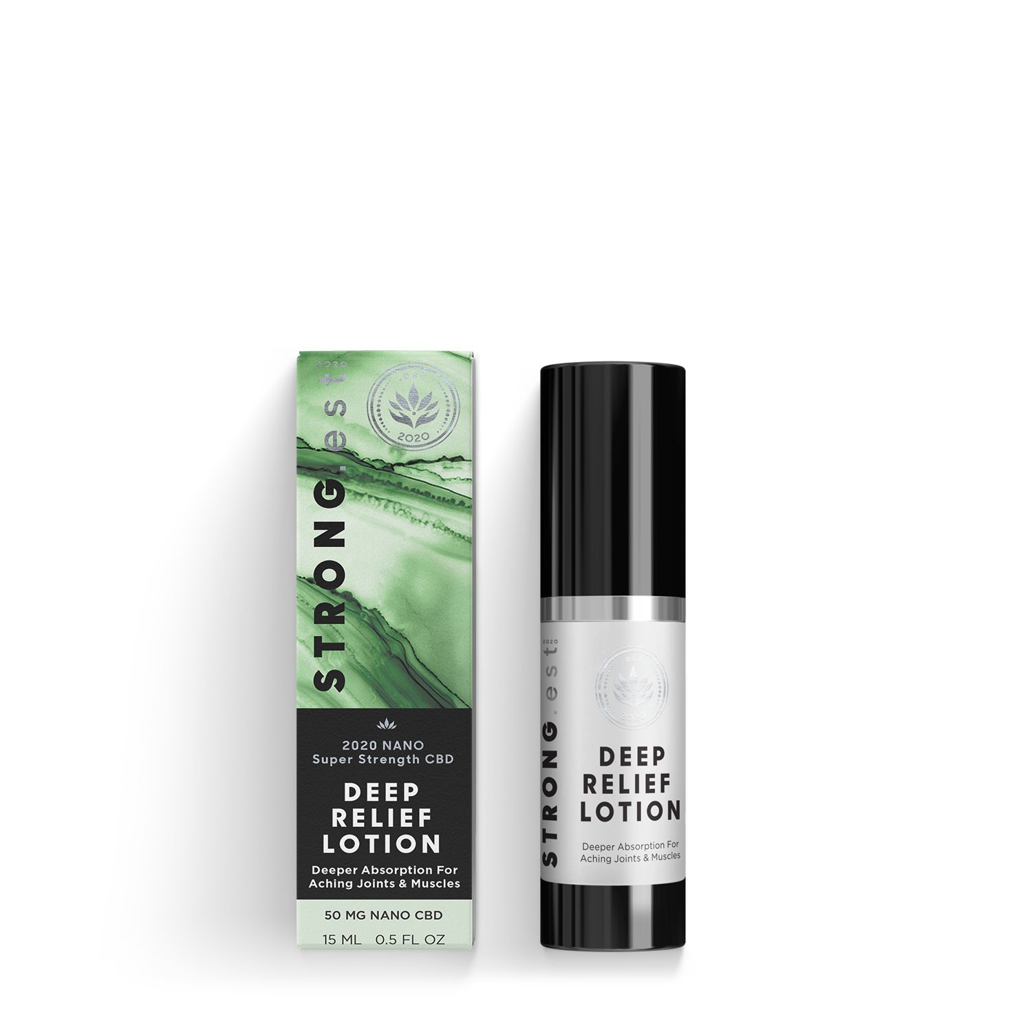 Look for the STRONG.est, FAST.est, DEEP.est pain relief! The STRONG.est Deep Relief line of pain relief lotions by .est 2020 Luxury Skincare. Our Extra Relief Lotion features 850 mg of full spectrum cannabidiol to reduce pain and inflammation.