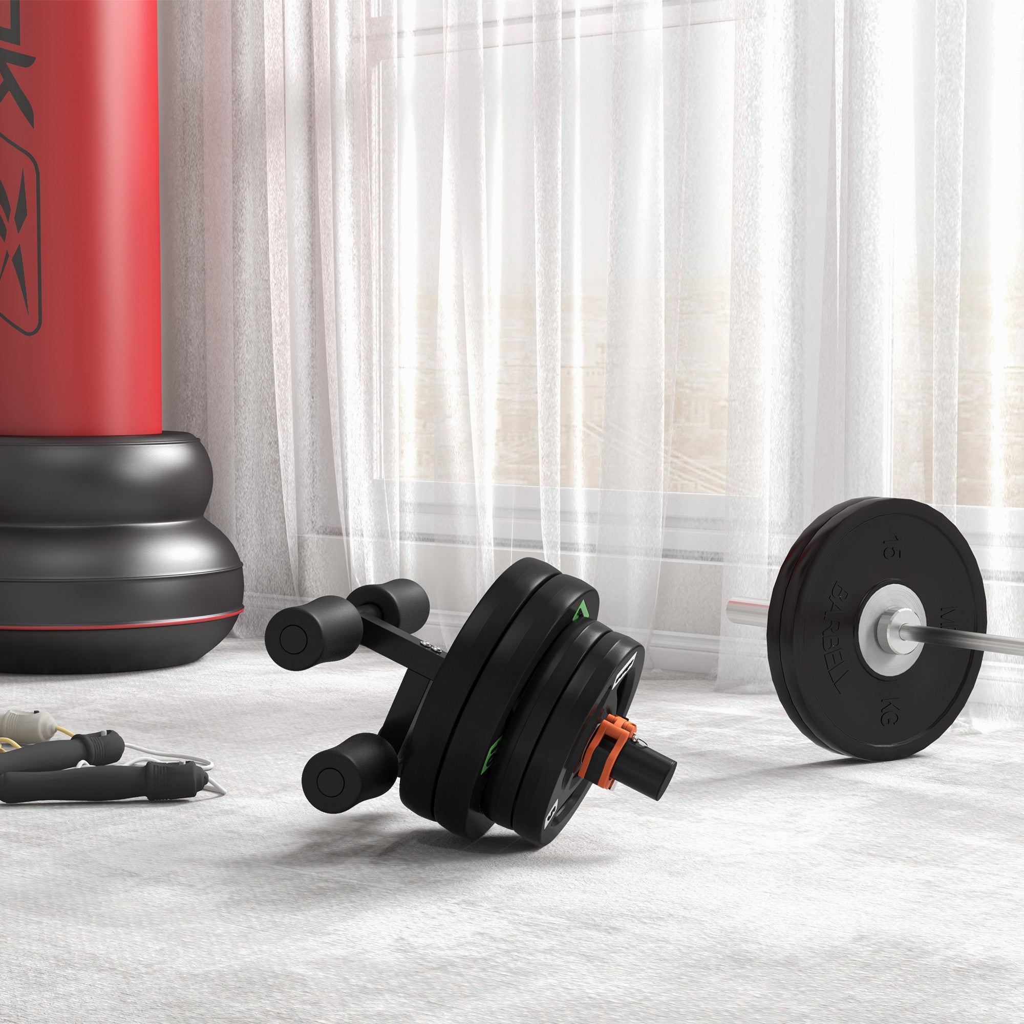 Tib Bar with 2 x 5kg & 2 x 10kg Olympic Weight Plates, Tibialis Trainer Calf Raise Machine for Shin Splints and Knee Pain Relief, for Home, Gym, Lifting and Strength Training by SPORTNOW