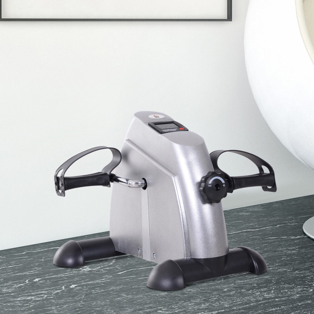 Mini Exercise Bike with LCD Display and Adjustable Resistance - Silver