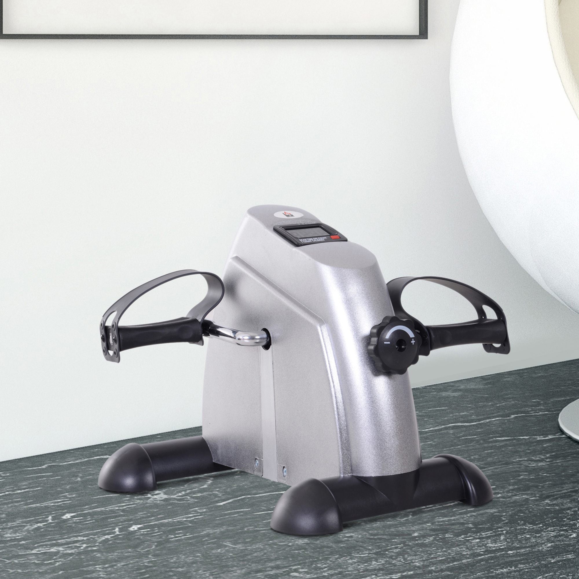 Mini Exercise Bike with LCD Display and Adjustable Resistance - Silver