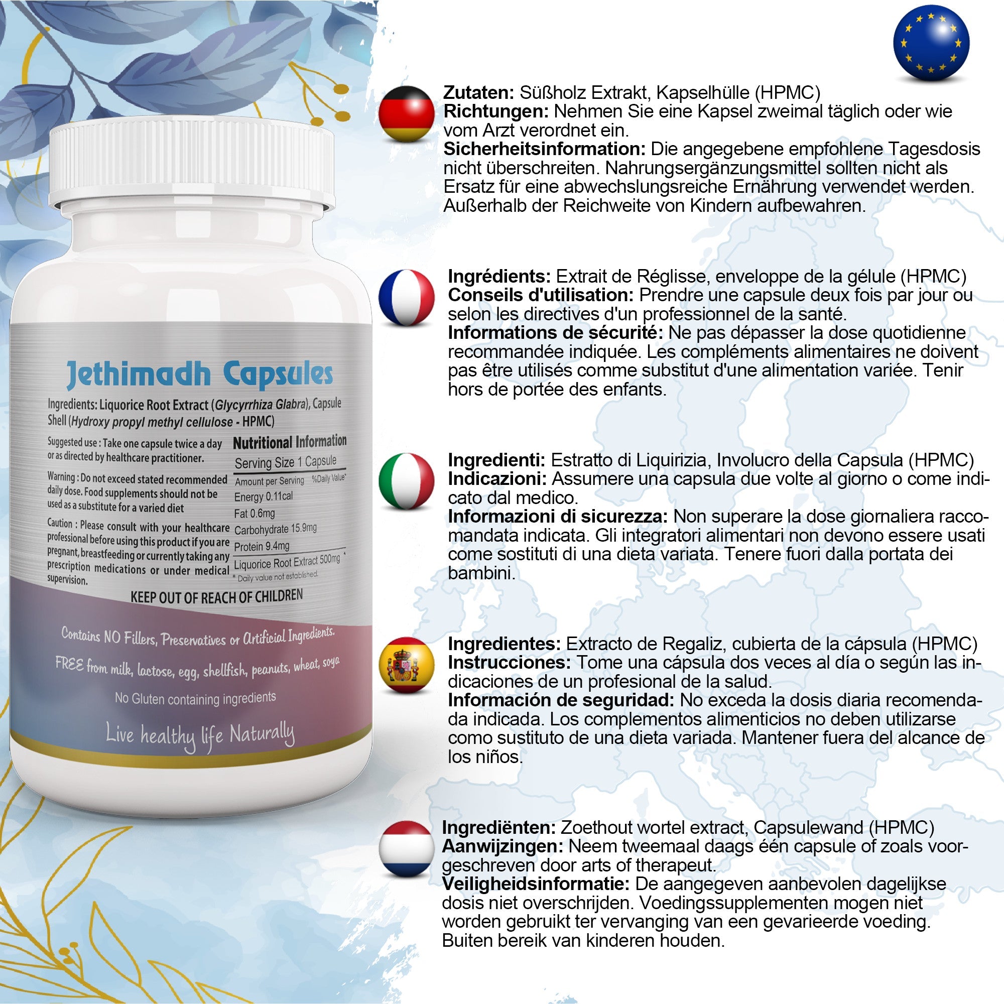 Liquorice Root Capsule (Yastimadhu - Mulethi - Jethimadh)