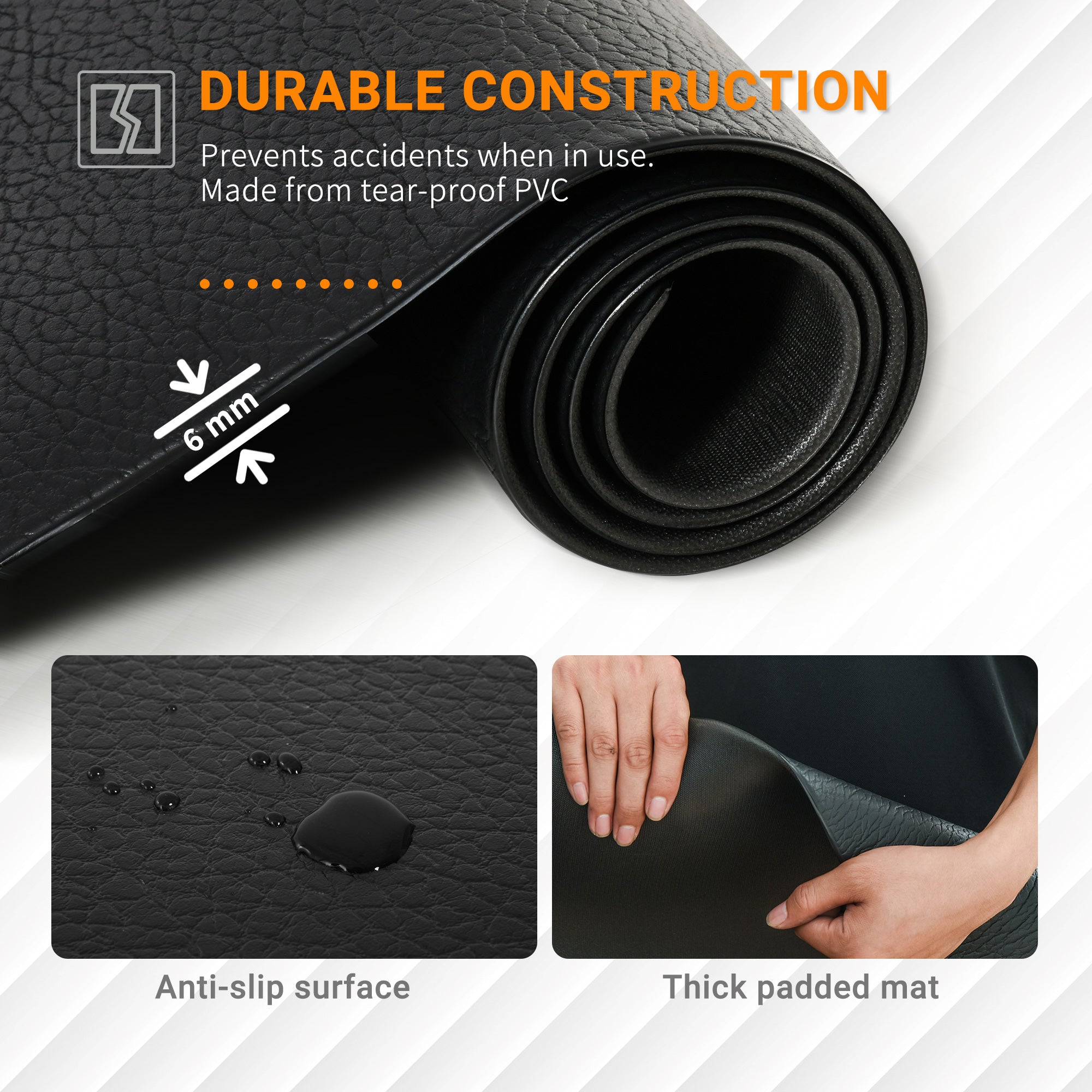 Multi-Purpose Non-Slip Exercise Mat 180x90cm PVC Foam Protection