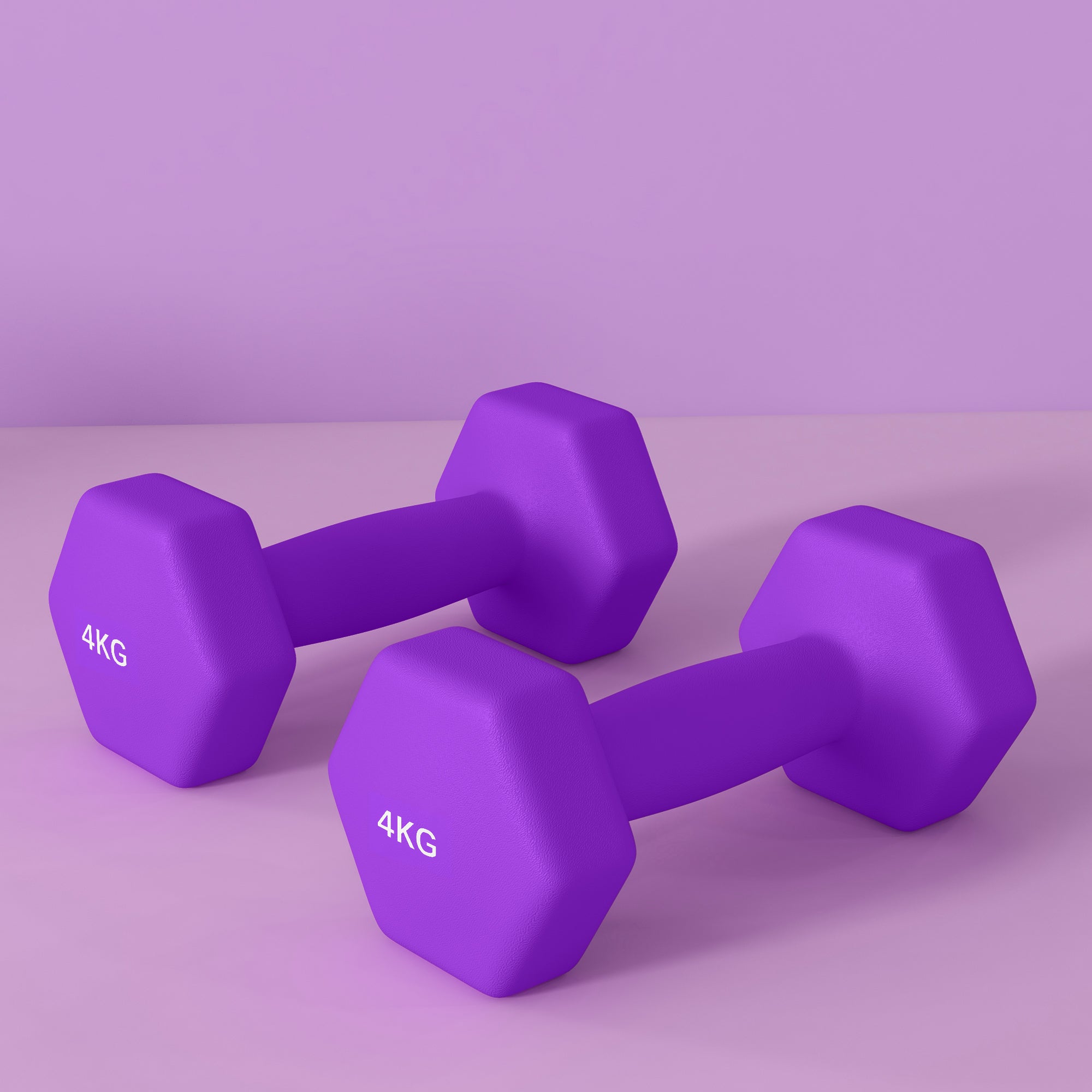 SPORTNOW Set of 6 Hex Dumbbells, Weights Pair with Non-Slip Grip for Home Gym 2 x 3kg, 2 x 4kg, 2 x 5kg in Pink, Purple and Green