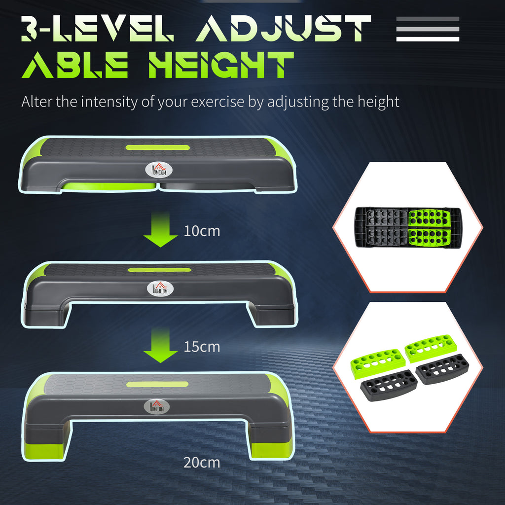 Aerobic Step with Adjustable Heights in Grey and Green by HOMCOM