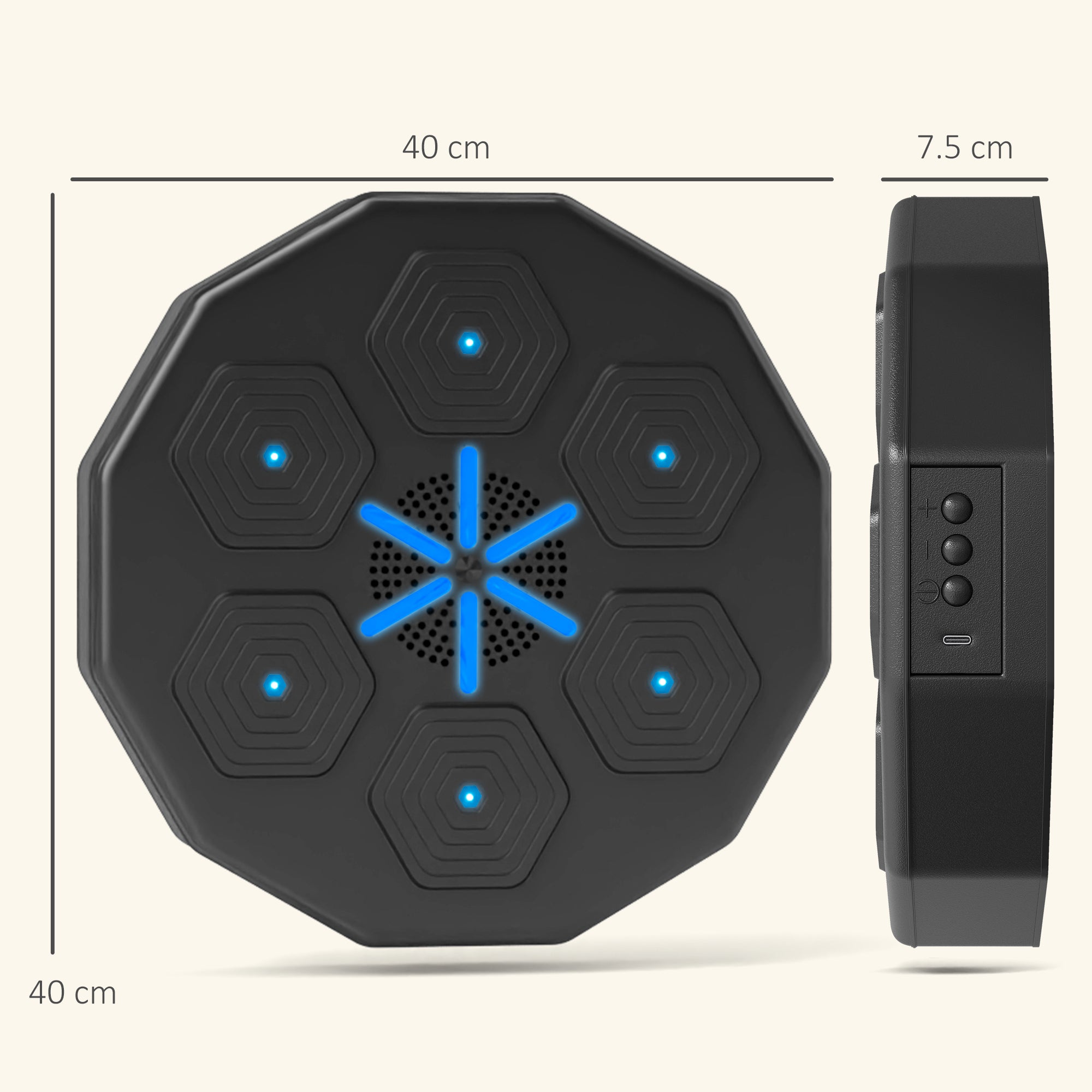 SPORTNOW Musical Boxing Machine with Bluetooth Connection and LED Light Smart, Wall Mounted