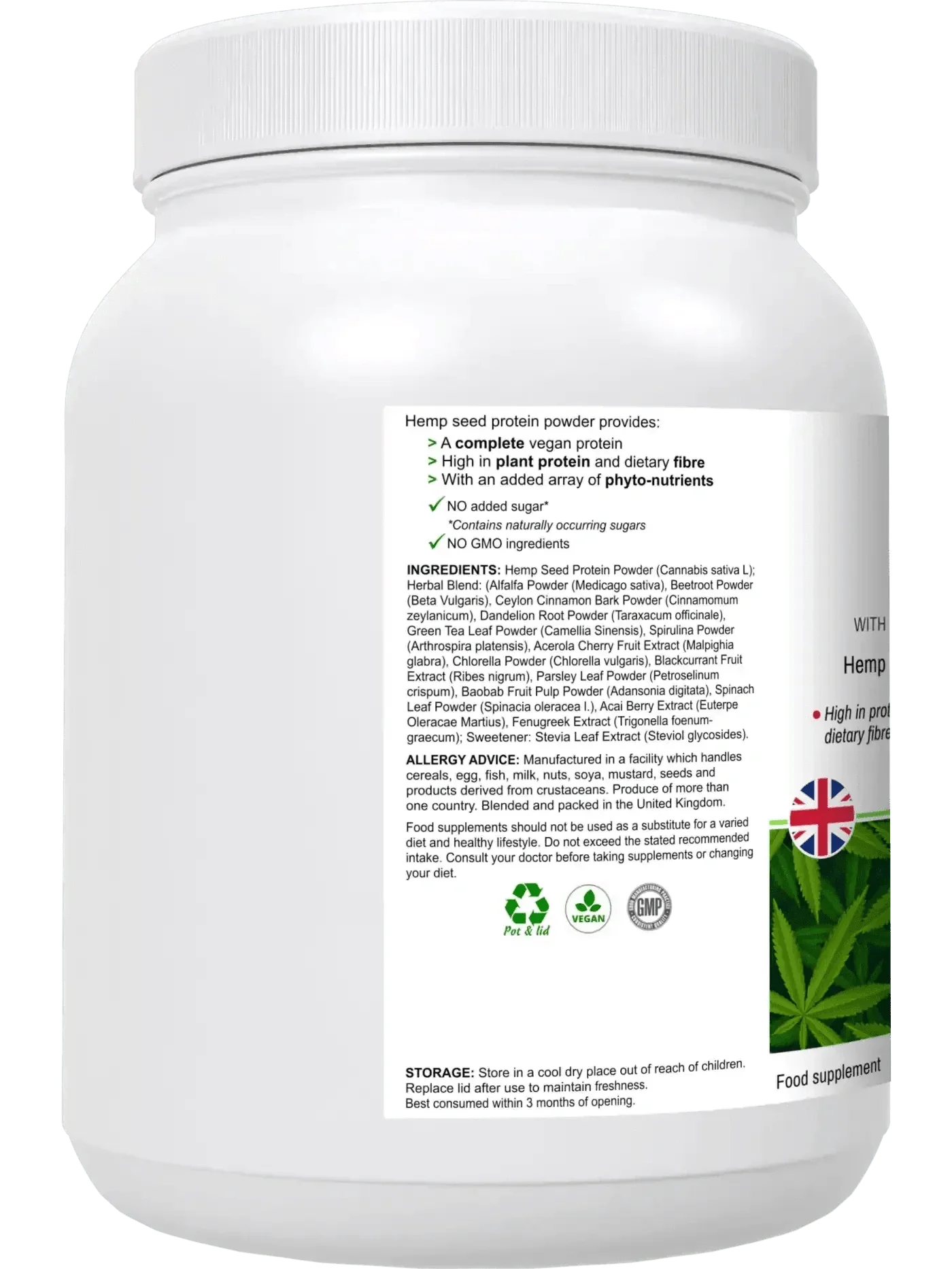 HyperHemp Vegan Hemp Protein Powder – 500 g | Plant‑Based, High Protein, UK‑Made