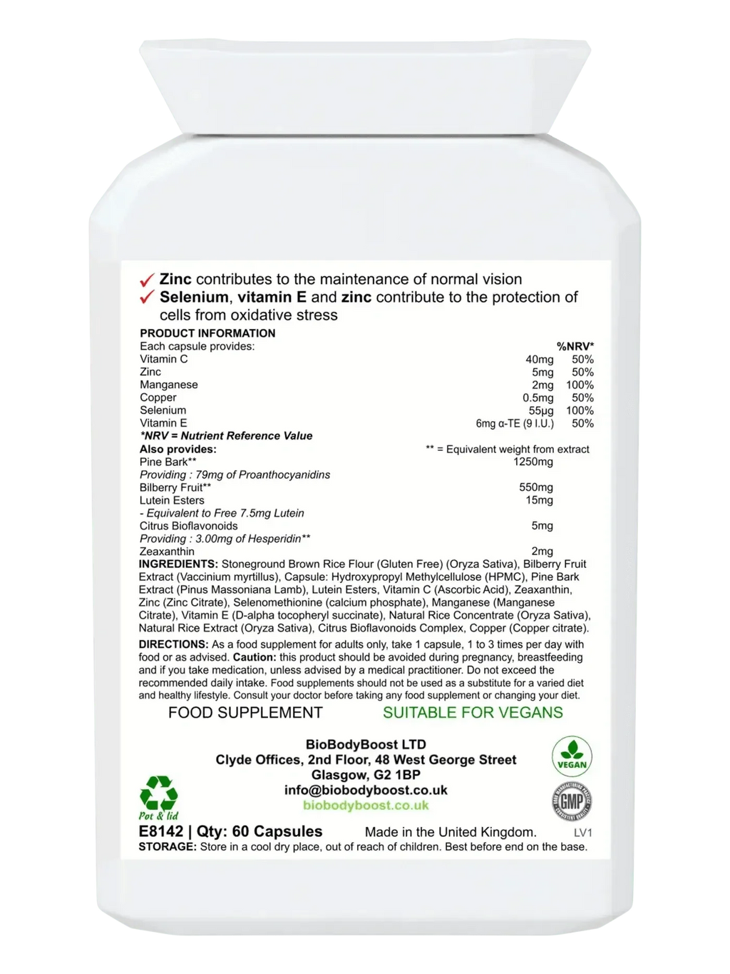 BioEyeNourish - Natural Vision Support Supplement with Bilberry & Lutein