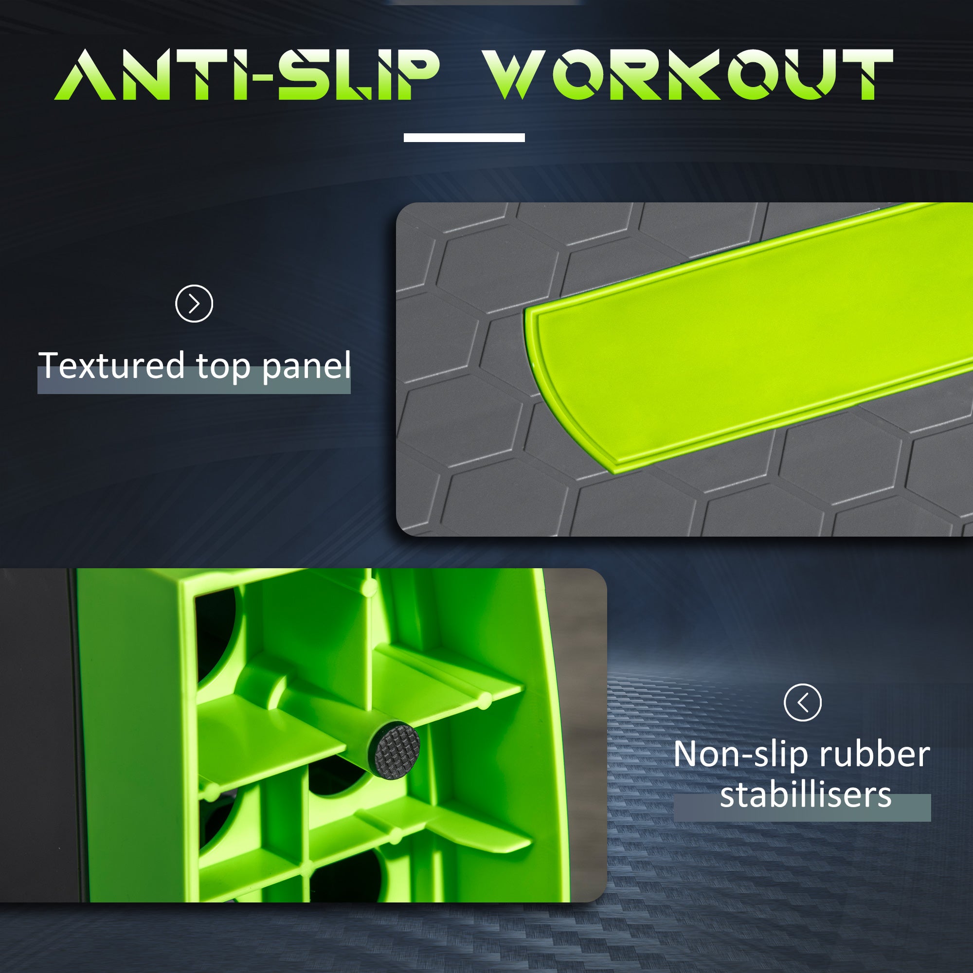 Aerobic Step with Adjustable Heights in Grey and Green by HOMCOM