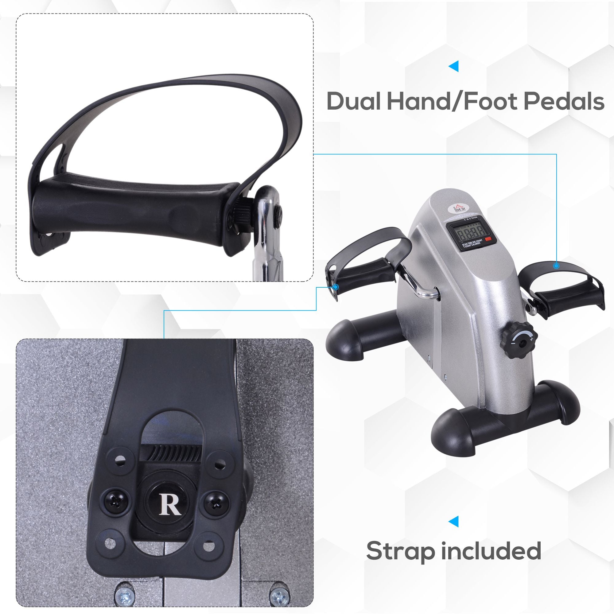 Mini Exercise Bike with LCD Display and Adjustable Resistance - Silver