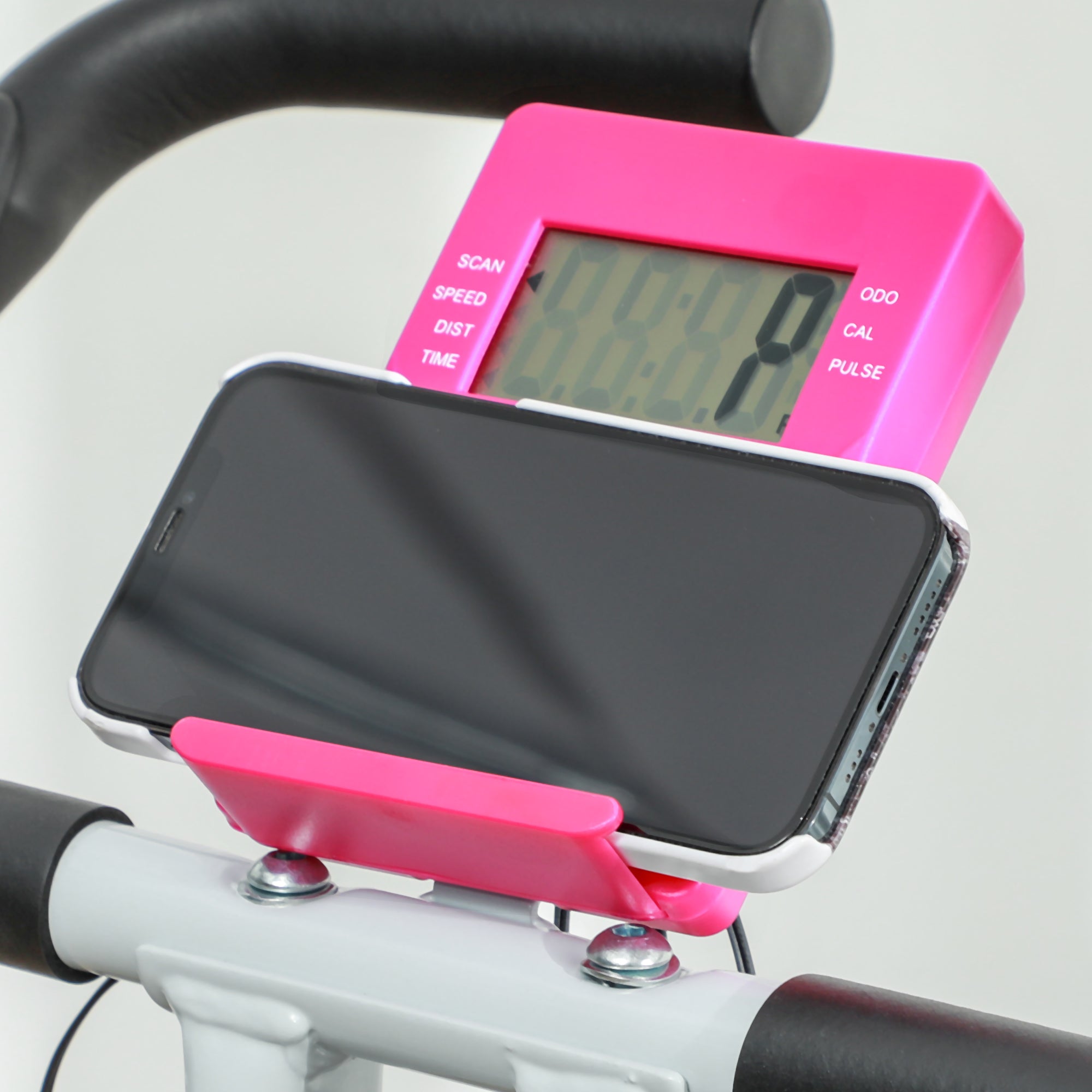SPORTNOW Folding & Quiet Exercise Bike with 8-Level Magnetic Resistance and Heart-Rate Sensor for Home Gym, Pink and White