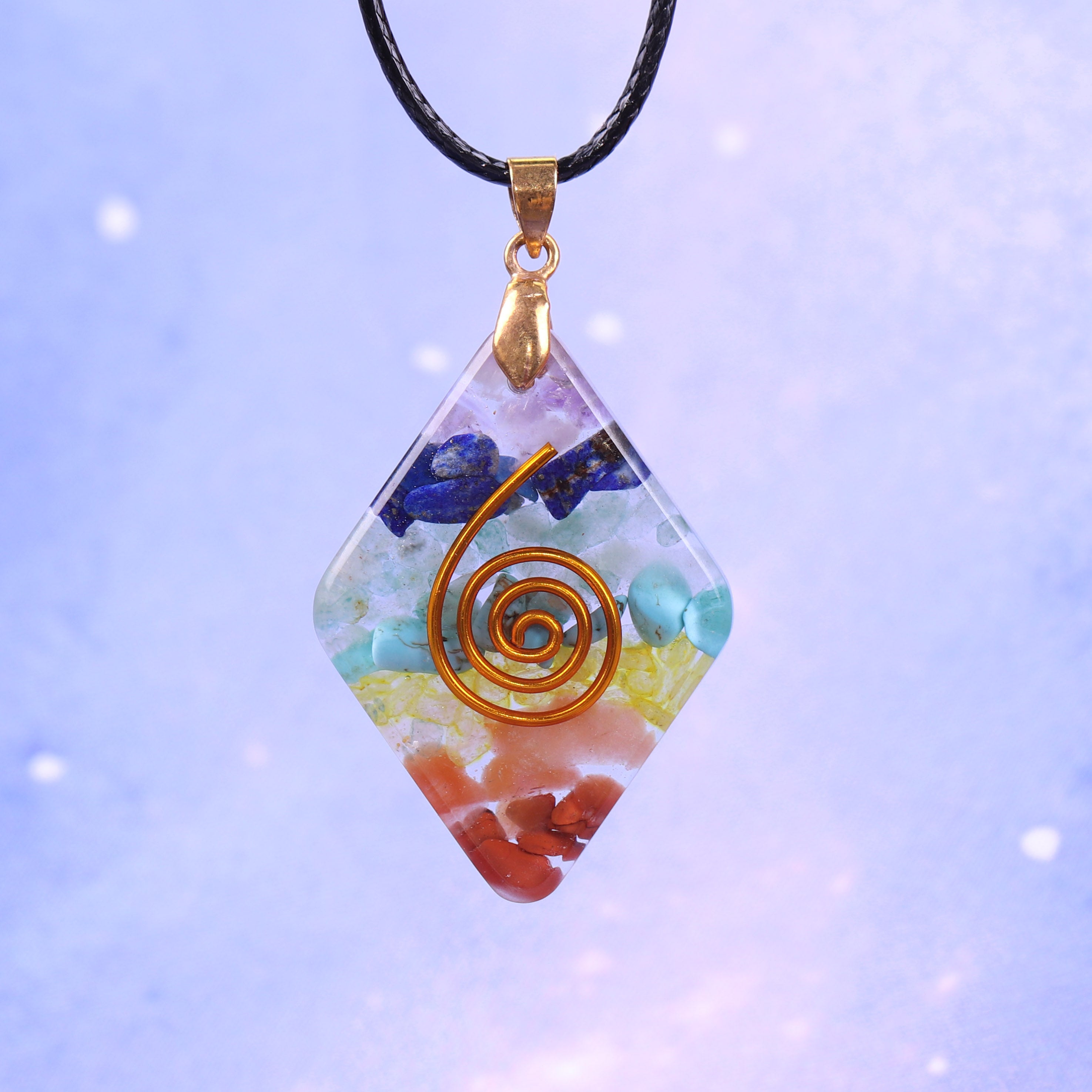 7 Chakra Rainbow Orgone Crystal Pendant For Strengthen Immune System Healing Crystal Pendant Energy Jewelry