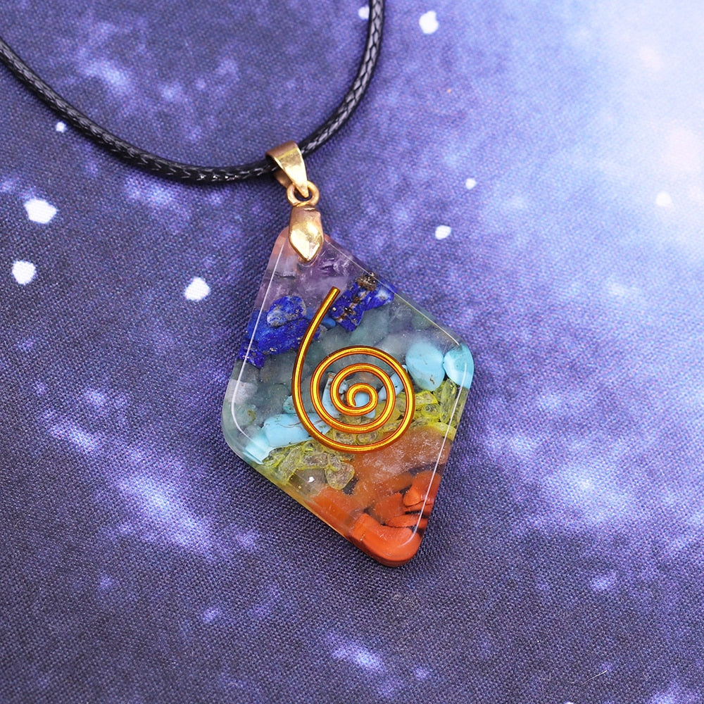 7 Chakra Rainbow Orgone Crystal Pendant For Strengthen Immune System Healing Crystal Pendant Energy Jewelry