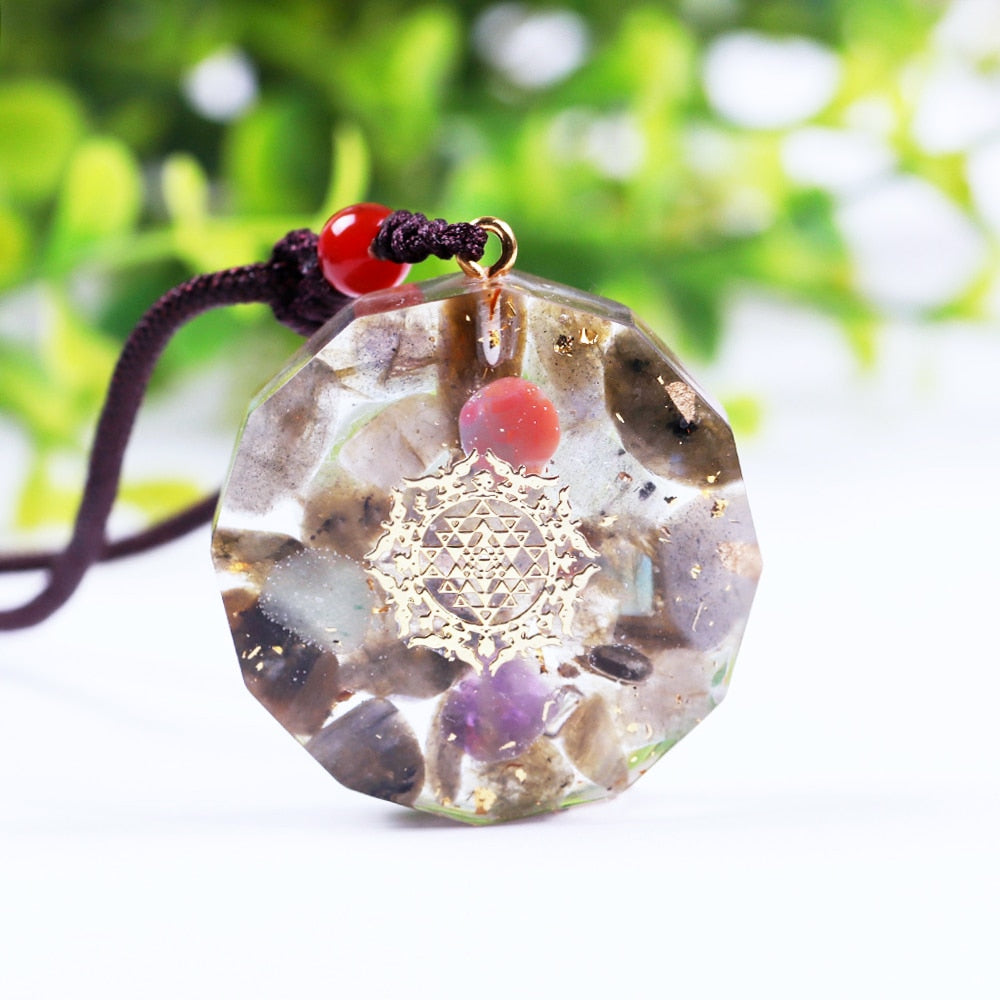 Labradorite Orgonite Pendant Natural Crystal Stone Energy Orgone Emf Protection Healing Jewelry Necklace Meditation Gift
