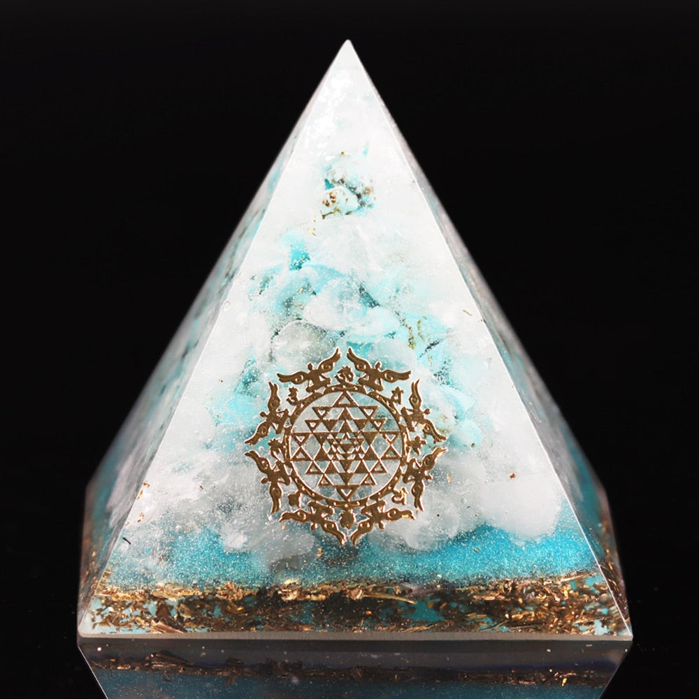 Reiki Crystals Orgone Pyramid Turquoises Energy Generator For Emf Protection For Yoga Mediation And Chakra Healing