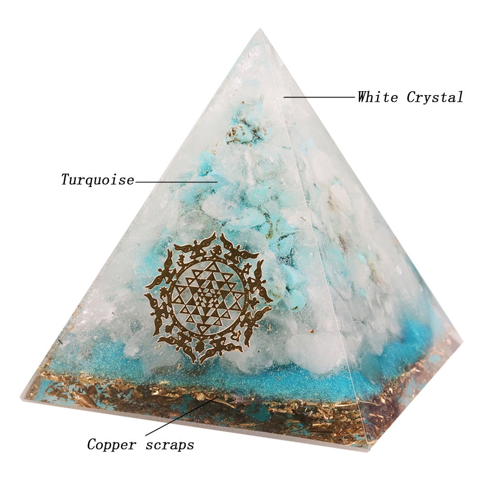 Reiki Crystals Orgone Pyramid Turquoises Energy Generator For Emf Protection For Yoga Mediation And Chakra Healing