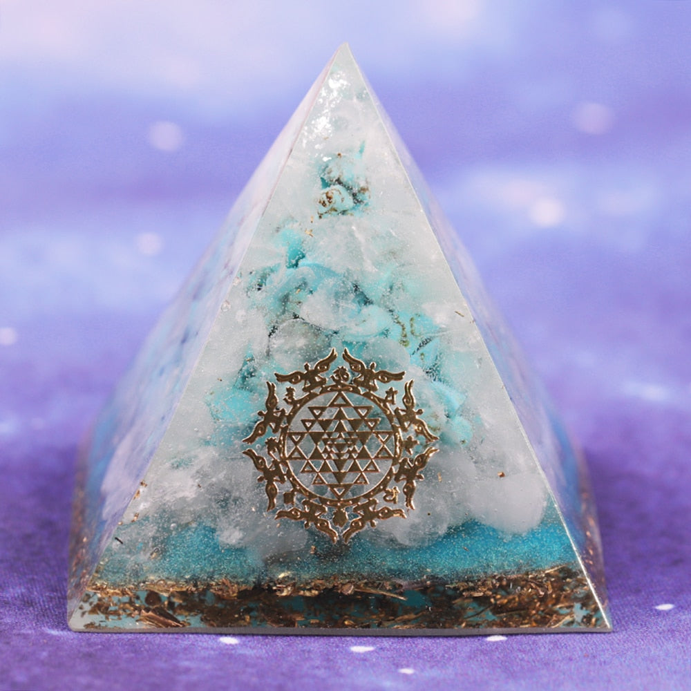 Reiki Crystals Orgone Pyramid Turquoises Energy Generator For Emf Protection For Yoga Mediation And Chakra Healing