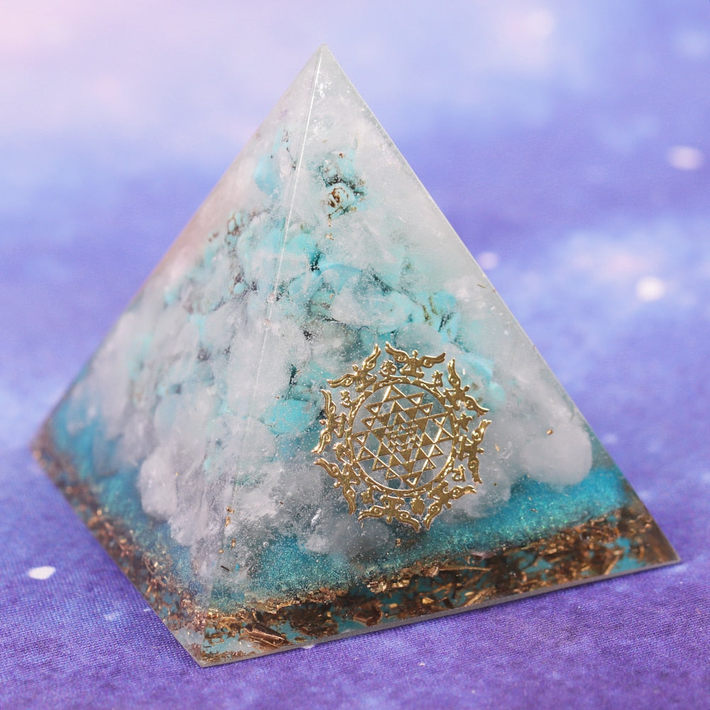 Reiki Crystals Orgone Pyramid Turquoises Energy Generator For Emf Protection For Yoga Mediation And Chakra Healing