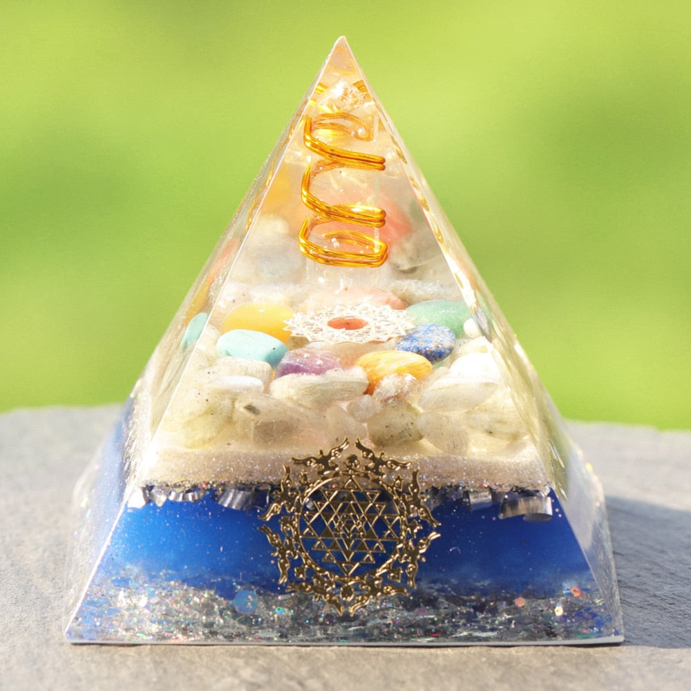 Healing Orgonite Pyramid  Enhance Charm Value Energy Generator Healing Crystal Energy Converter Resin Orgone Stone Lucky Figurin